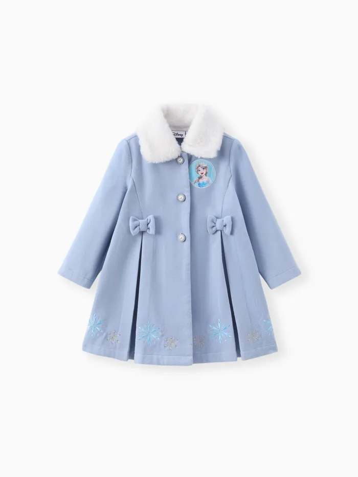 Disney Frozen Toddler Girls Elsa/Anna 1pc Snowflake Embroidered Plush Collar Long-sleeve Coat 