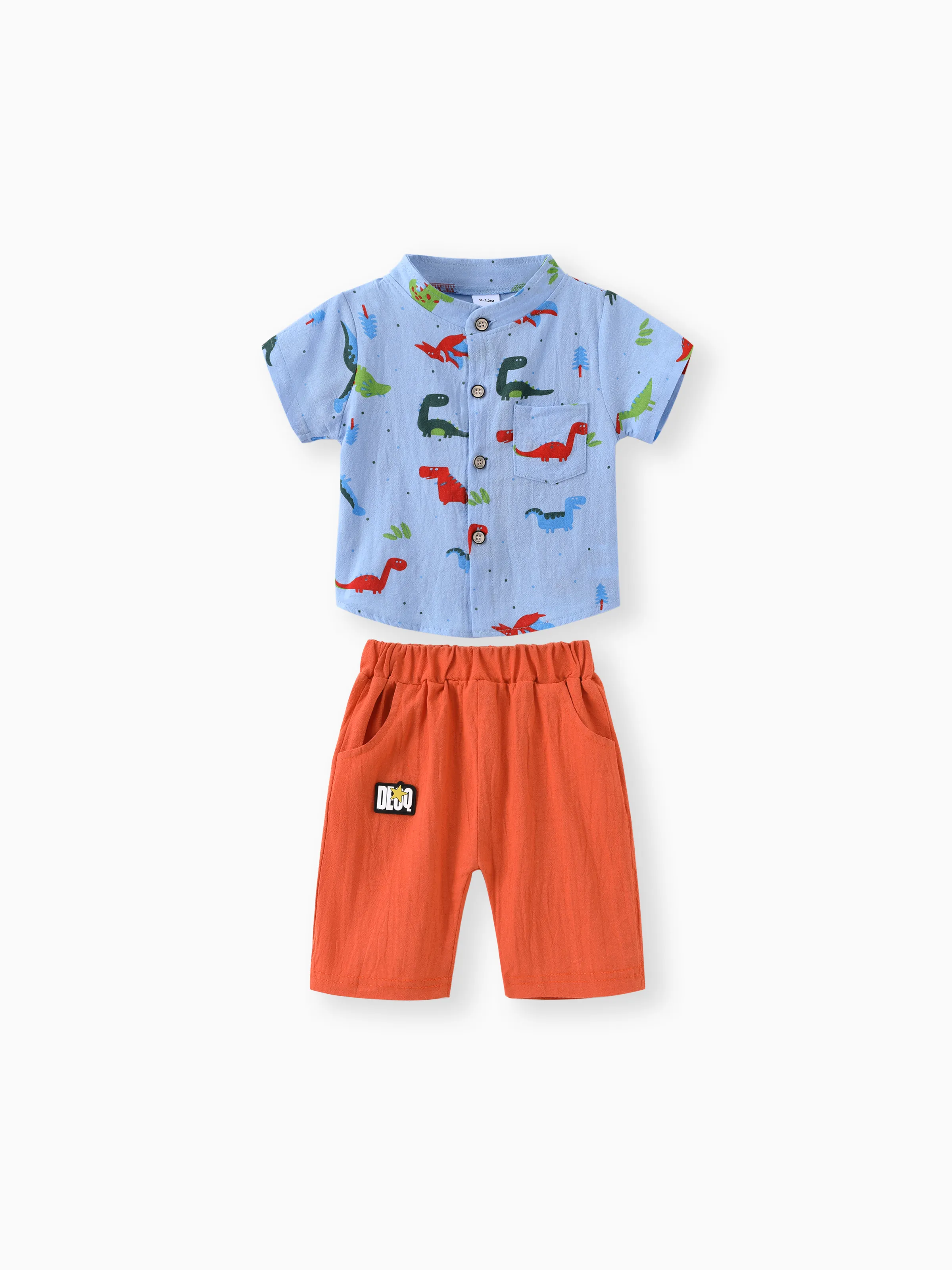 

100% Cotton 2pcs Dinosaur Print Short-sleeve Baby Set