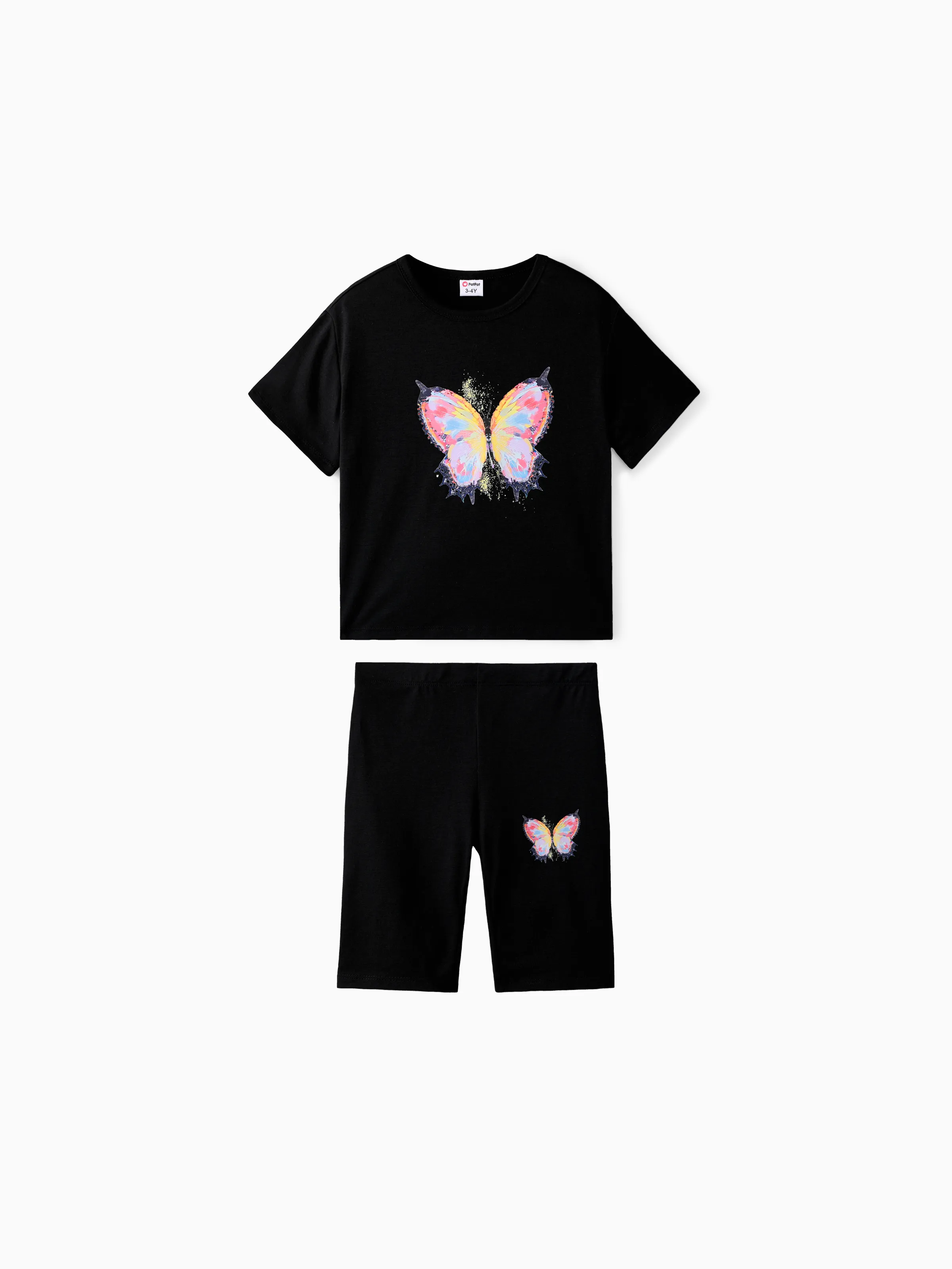 2pcs Toddler Girl Butterfly Print Short-sleeve Tee & Shorts Set