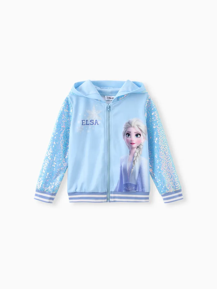 Disney Frozen Toddler Girls Elsa/Anna 1pc Chaqueta bomber con capucha de lentejuelas
