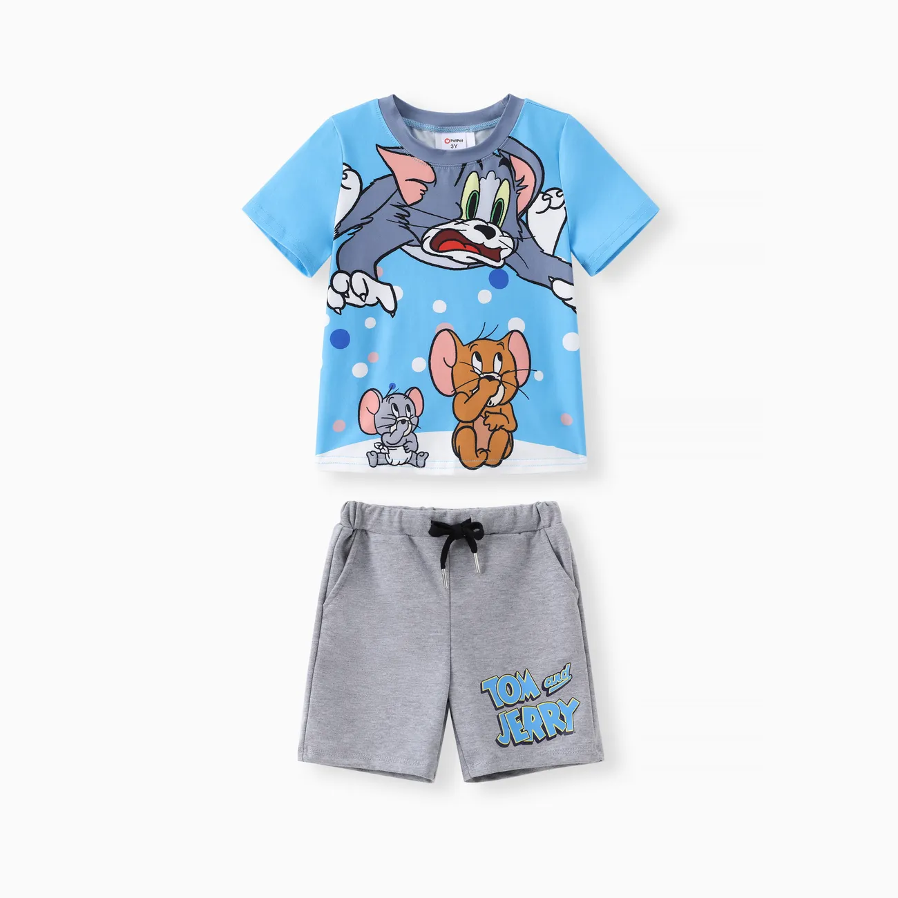Tom and Jerry Toddler Boys 2pcs Funny Character Print Tee with Shorts Set