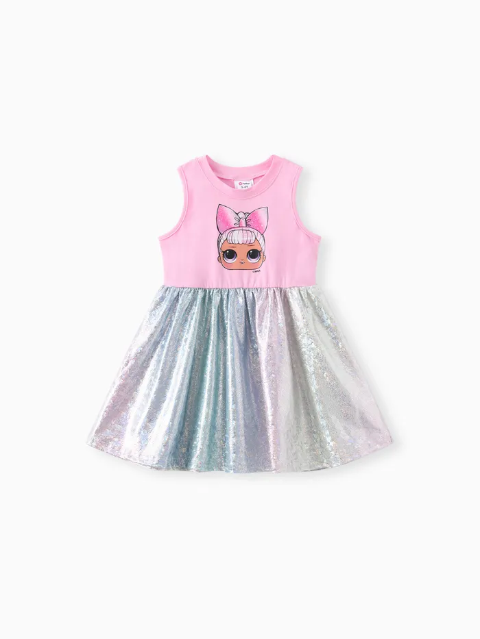 L.O.L. Surprise! Toddler/Kid Girls 1pc Gradient Character Print Sleeveless Tulle Dress