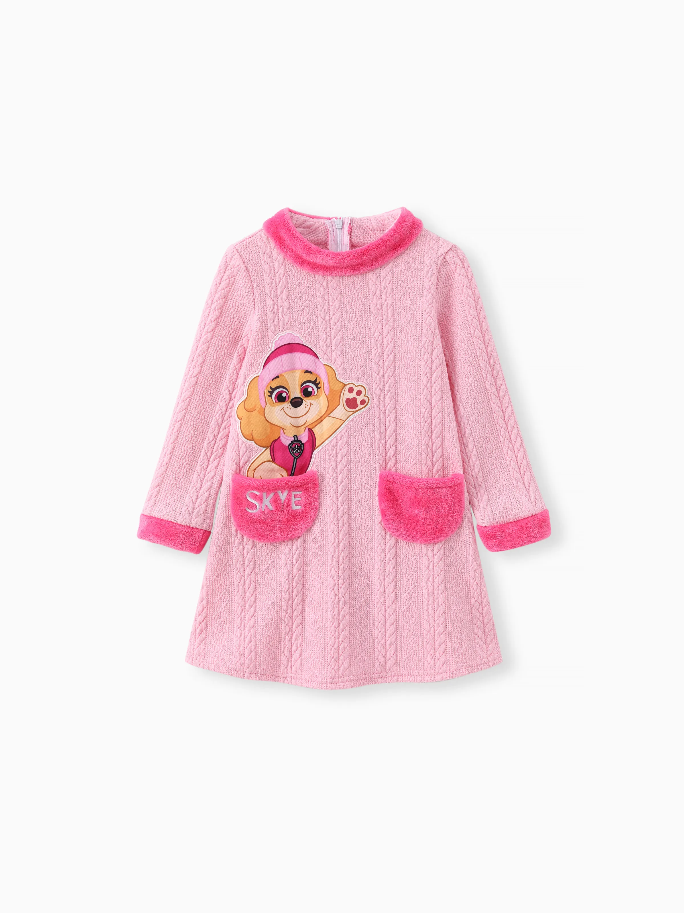 PAW Patrol Toddler Girl 1pc Jacquard Knitted Fabric Long-sleeve Dress