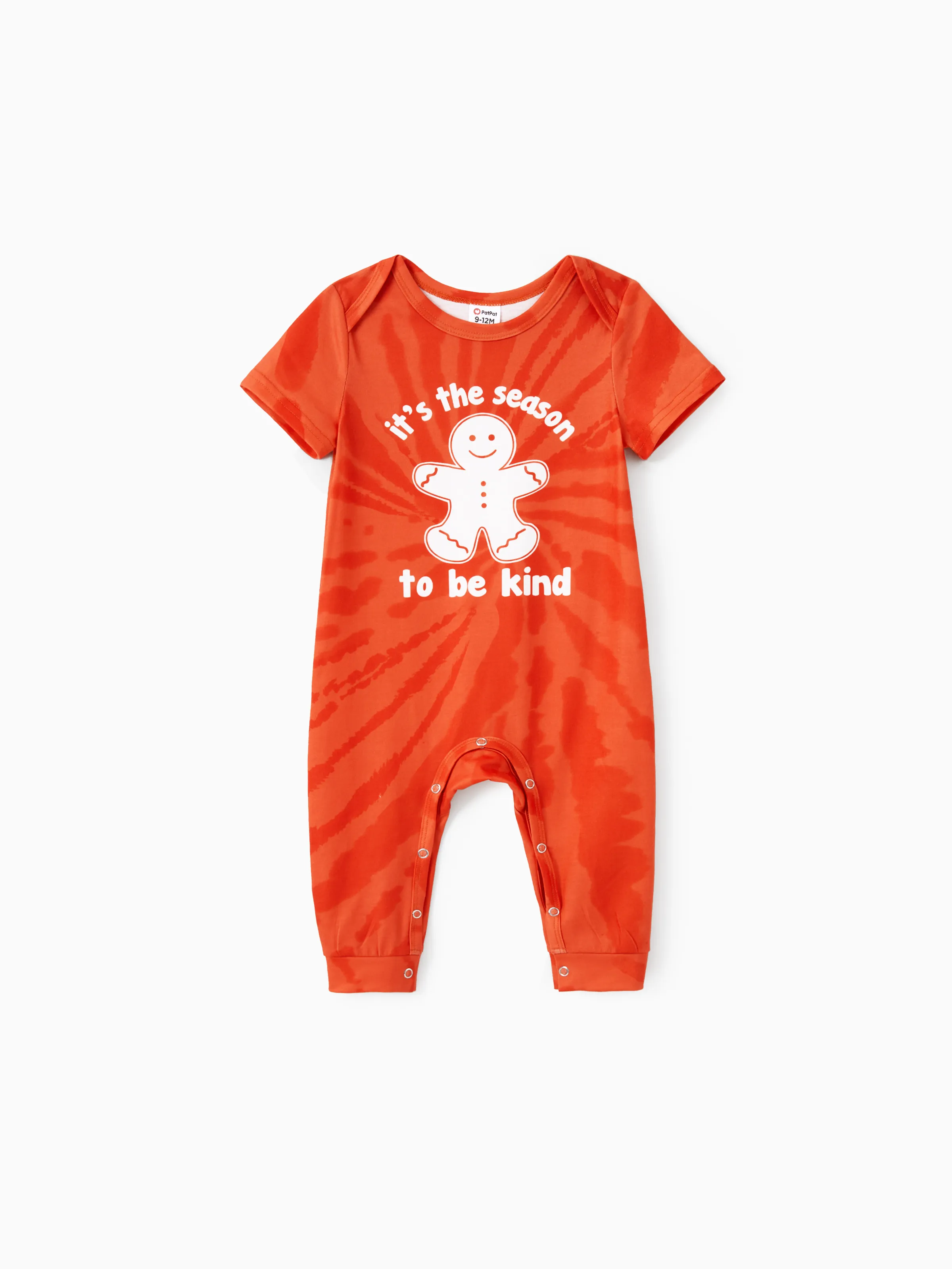 

Christmas Family Matching Orange Tie-Dye Gingerbread Man Slogan Graphic Tops