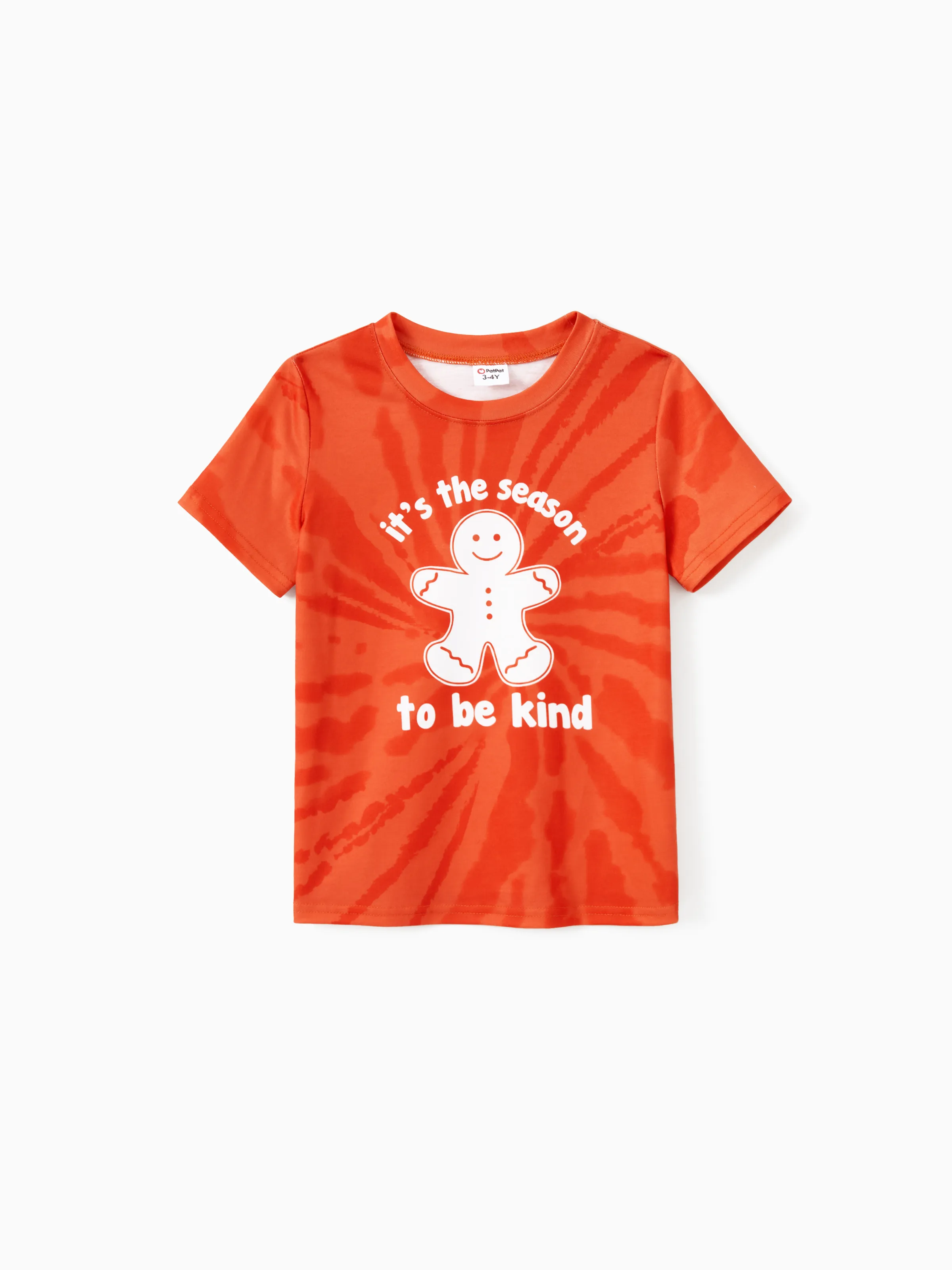 

Christmas Family Matching Orange Tie-Dye Gingerbread Man Slogan Graphic Tops