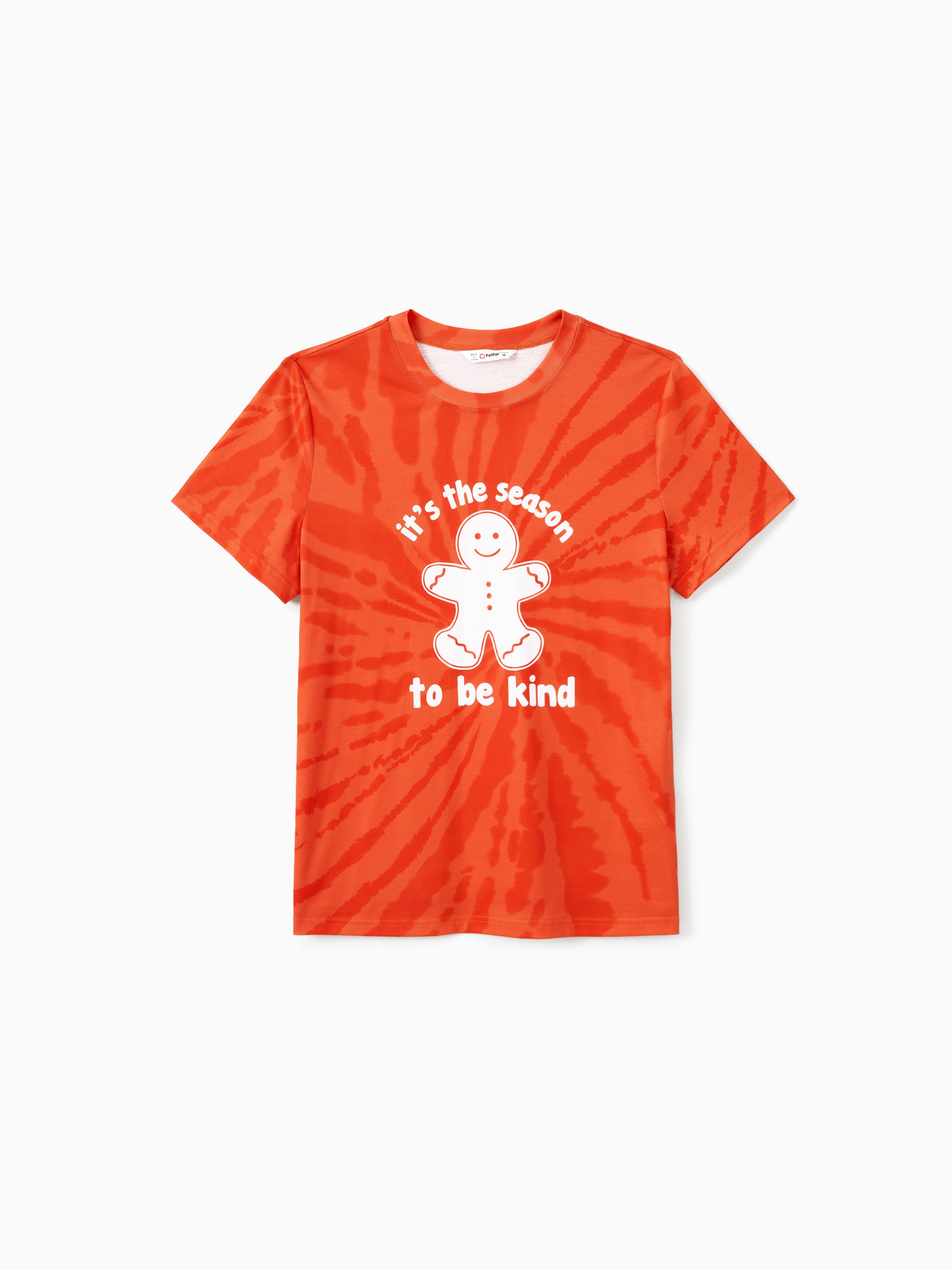 

Christmas Family Matching Orange Tie-Dye Gingerbread Man Slogan Graphic Tops