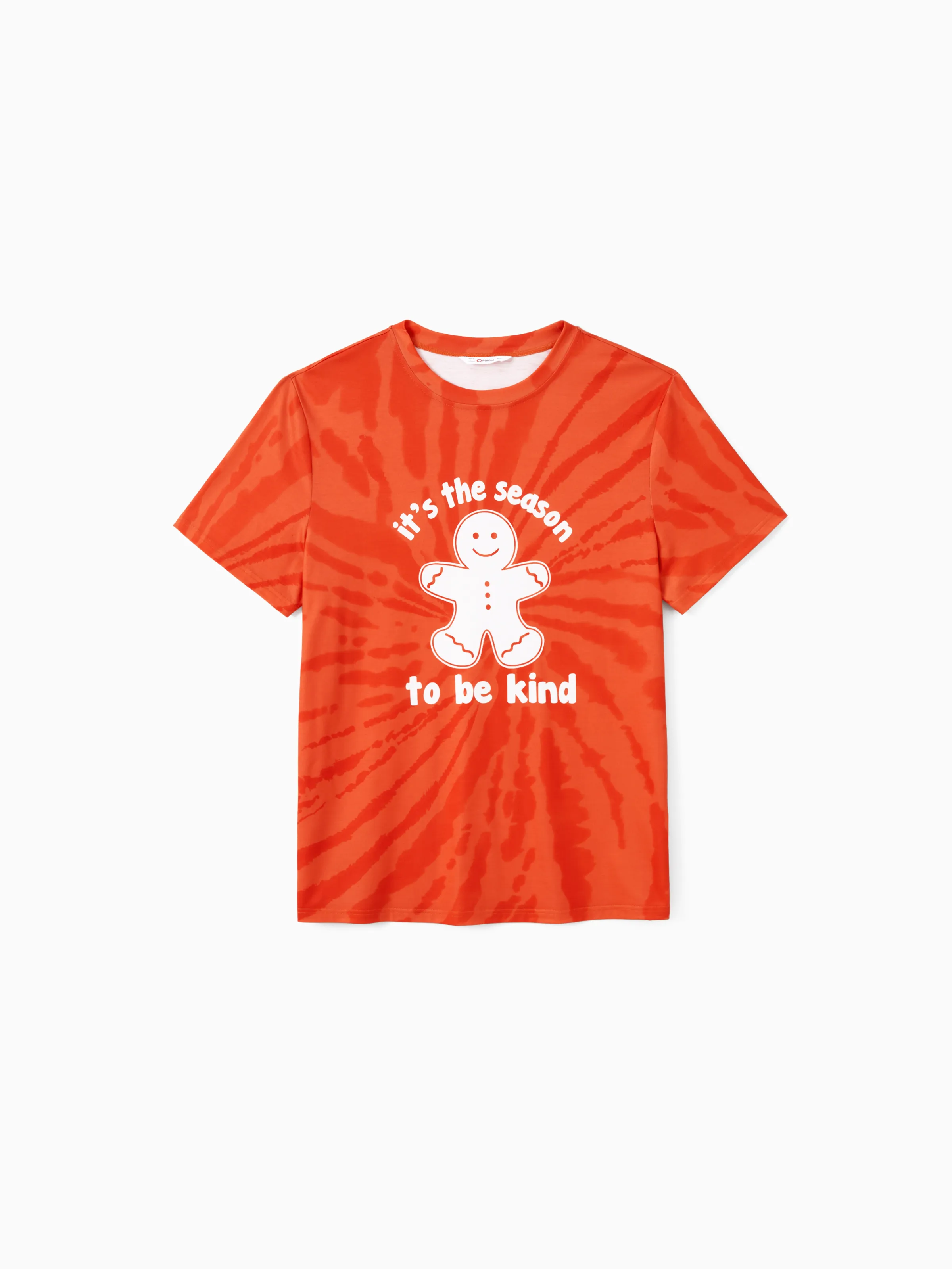 

Christmas Family Matching Orange Tie-Dye Gingerbread Man Slogan Graphic Tops