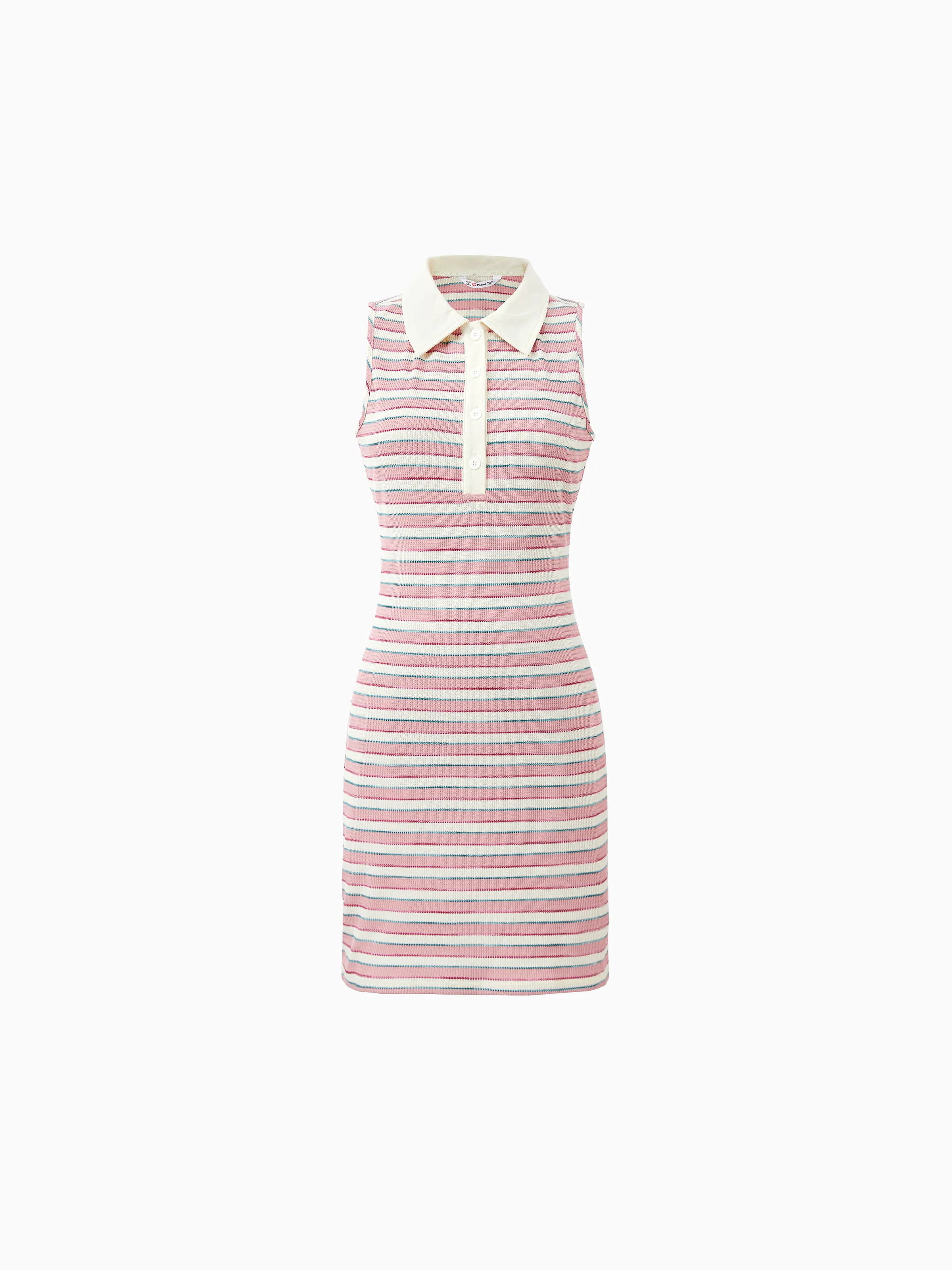 

Mommy and Me Preppy Style Pink and White Striped Sleeves Polo Neck Bodycon Dress/Co-ord set