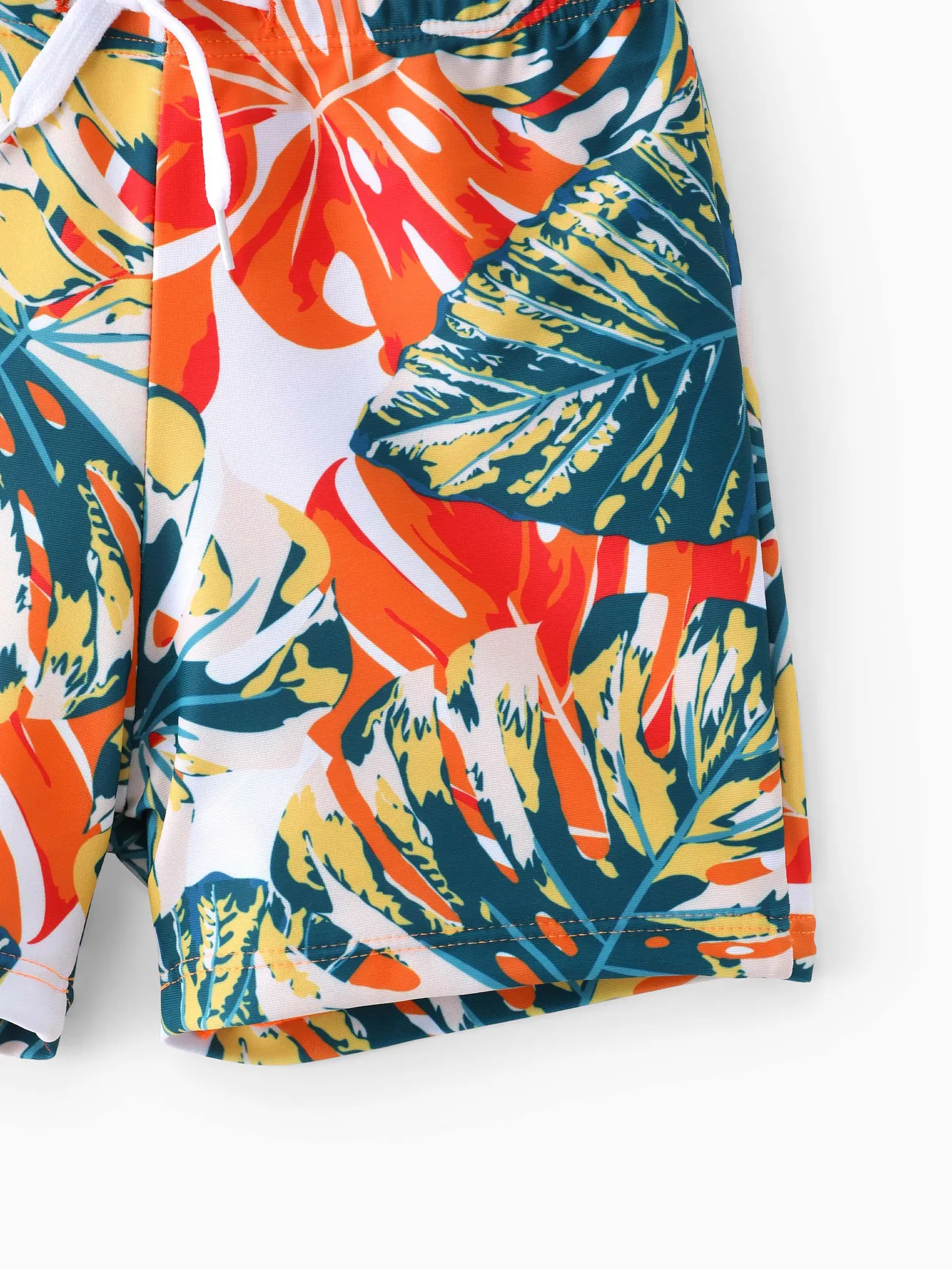 Boy - Matching Family Swimsuits One-Piece and Trunk Orange Floral Print - Orange color - image 13