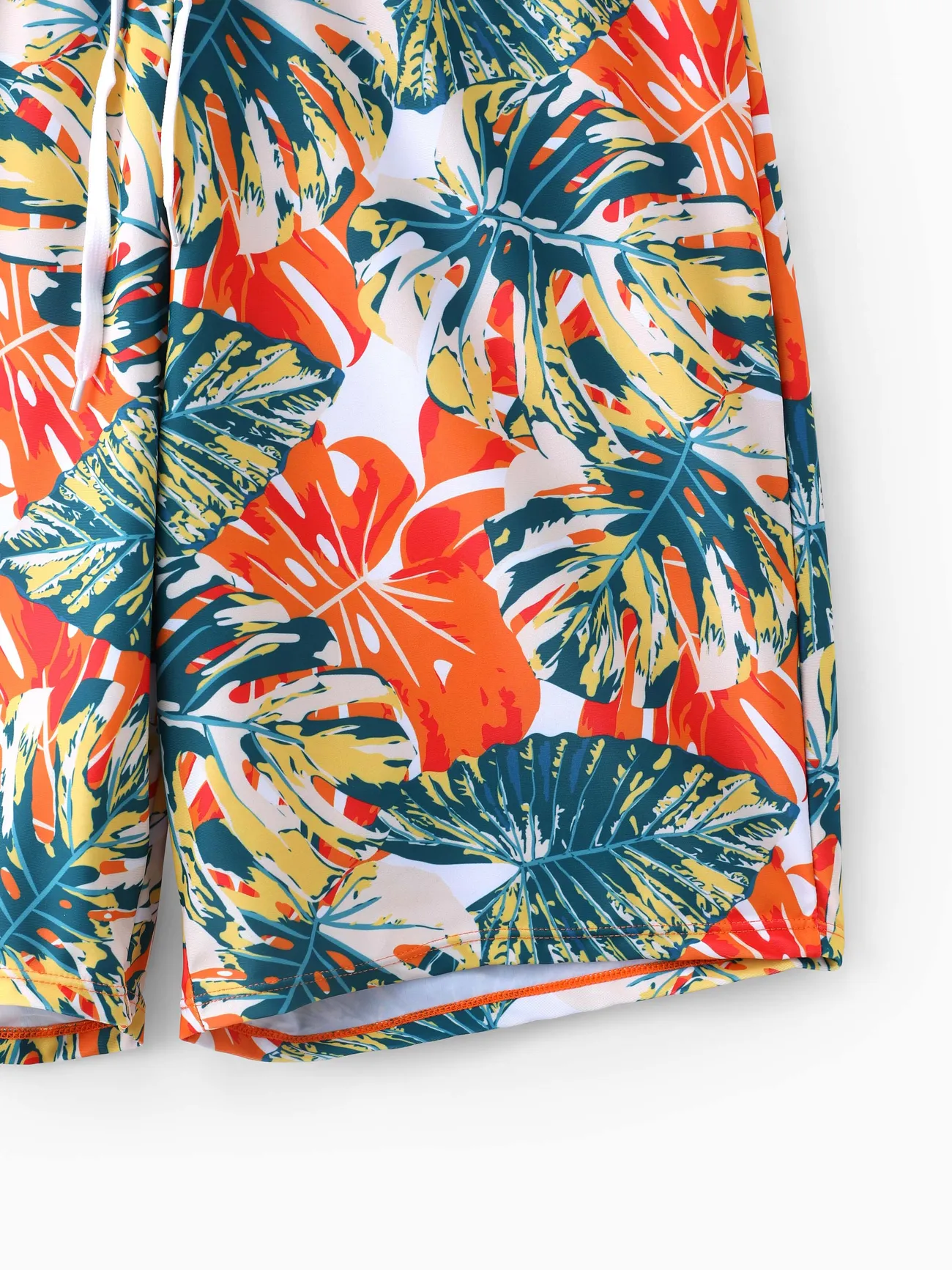 Men - Matching Family Swimsuits One-Piece and Trunk Orange Floral Print - Orange color - image 18