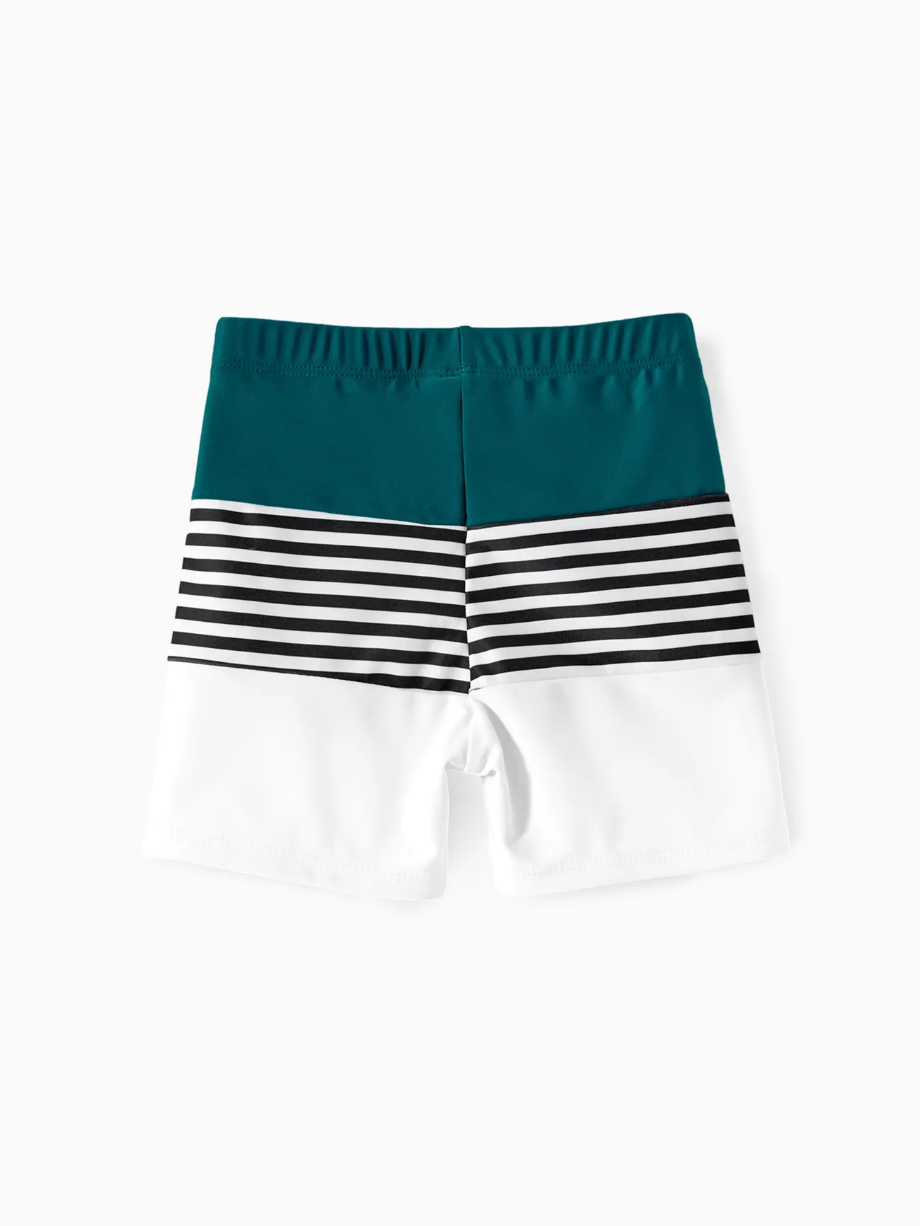 Boy - Matching Bathing Suits for Couple and Family - One Shoulder One-piece Swimsuit & Striped Swim Trunks - DeepTurquoise - image 14