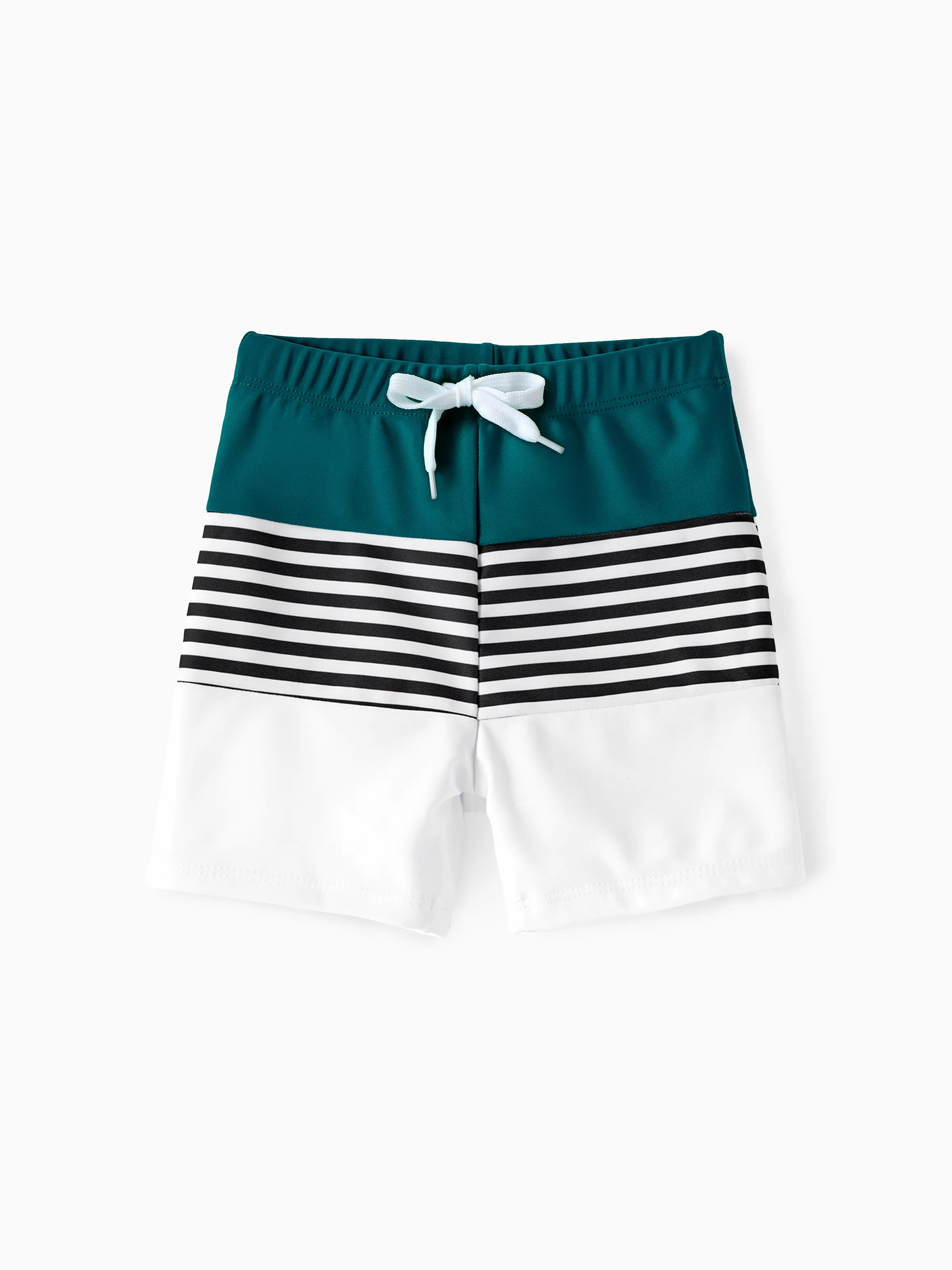 

Family Matching Colorblock One Shoulder Cut Out One-piece Swimsuit and Striped Spliced Swim Trunks Shorts