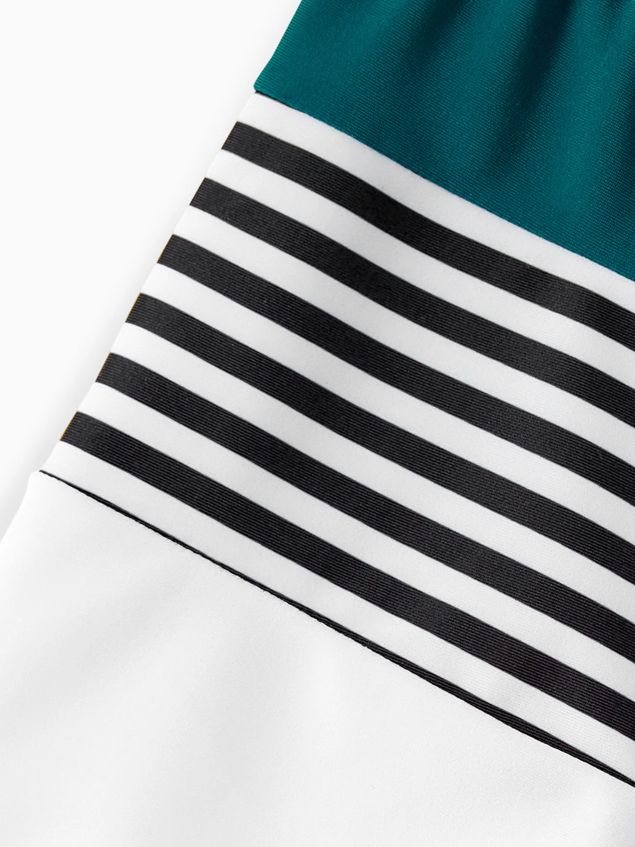 Boy - Matching Bathing Suits for Couple and Family - One Shoulder One-piece Swimsuit & Striped Swim Trunks - DeepTurquoise - image 16