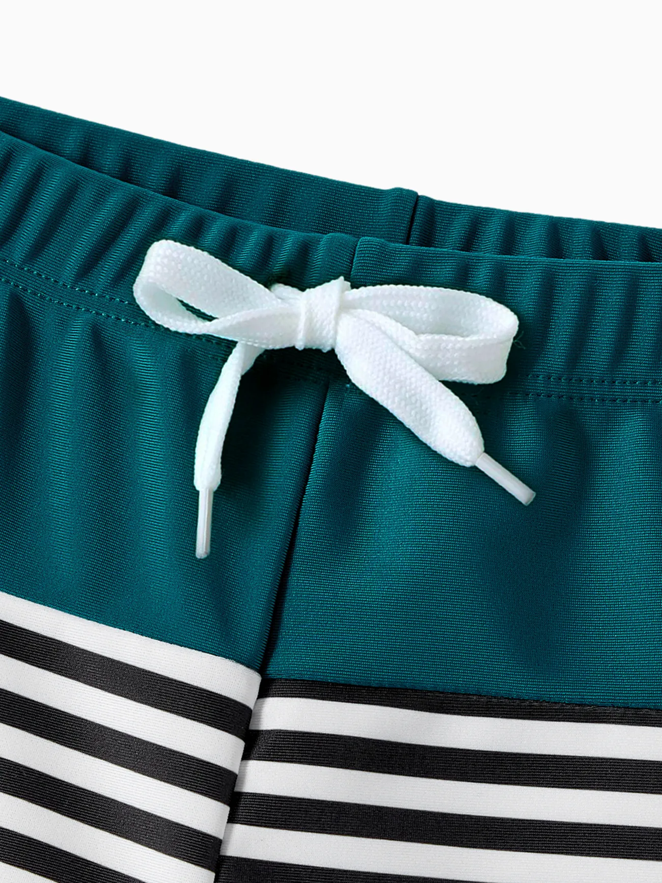 Boy - Matching Bathing Suits for Couple and Family - One Shoulder One-piece Swimsuit & Striped Swim Trunks - DeepTurquoise - image 15