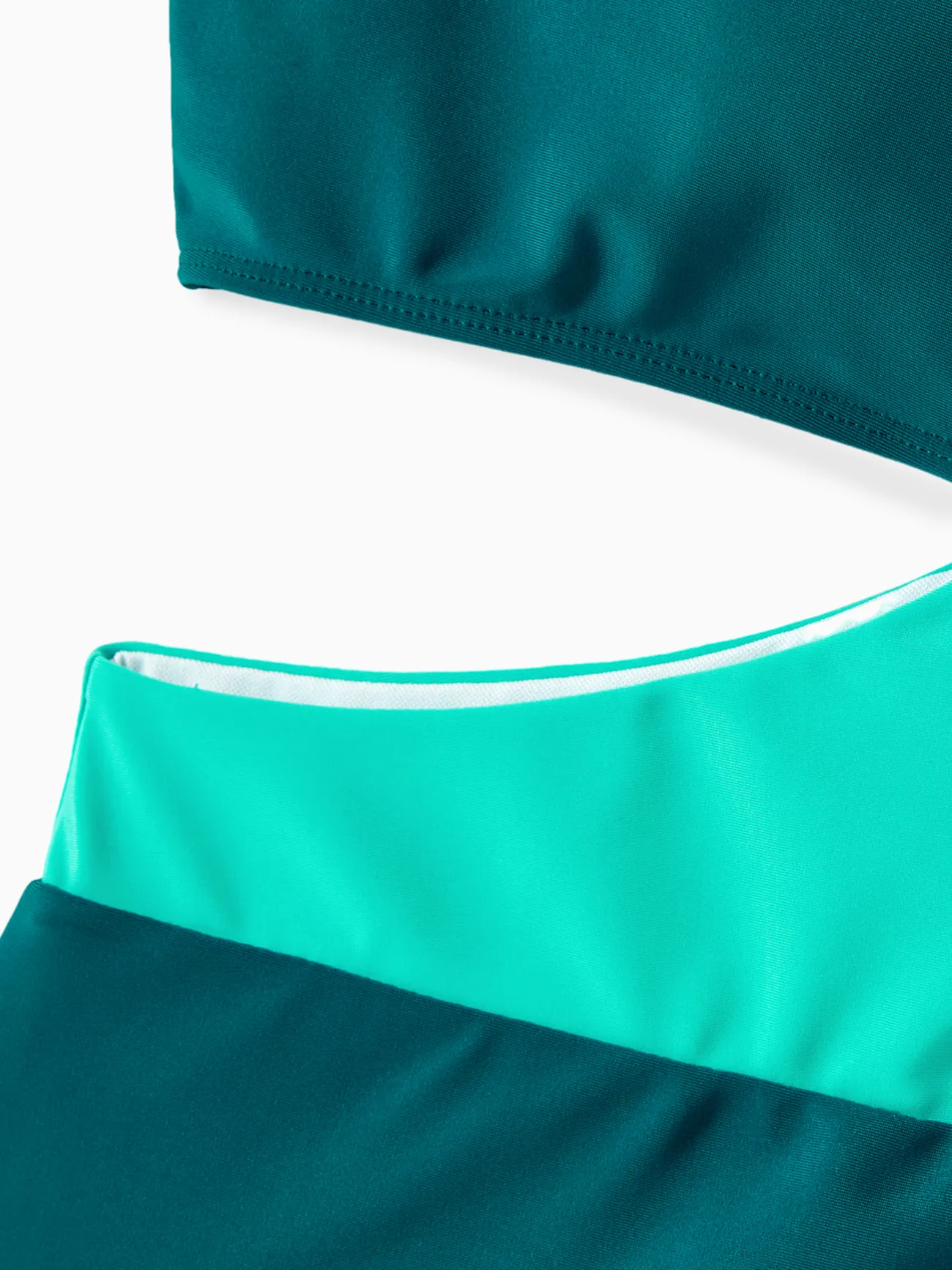 Women - Matching Bathing Suits for Couple and Family - One Shoulder One-piece Swimsuit & Striped Swim Trunks - DeepTurquoise - image 5