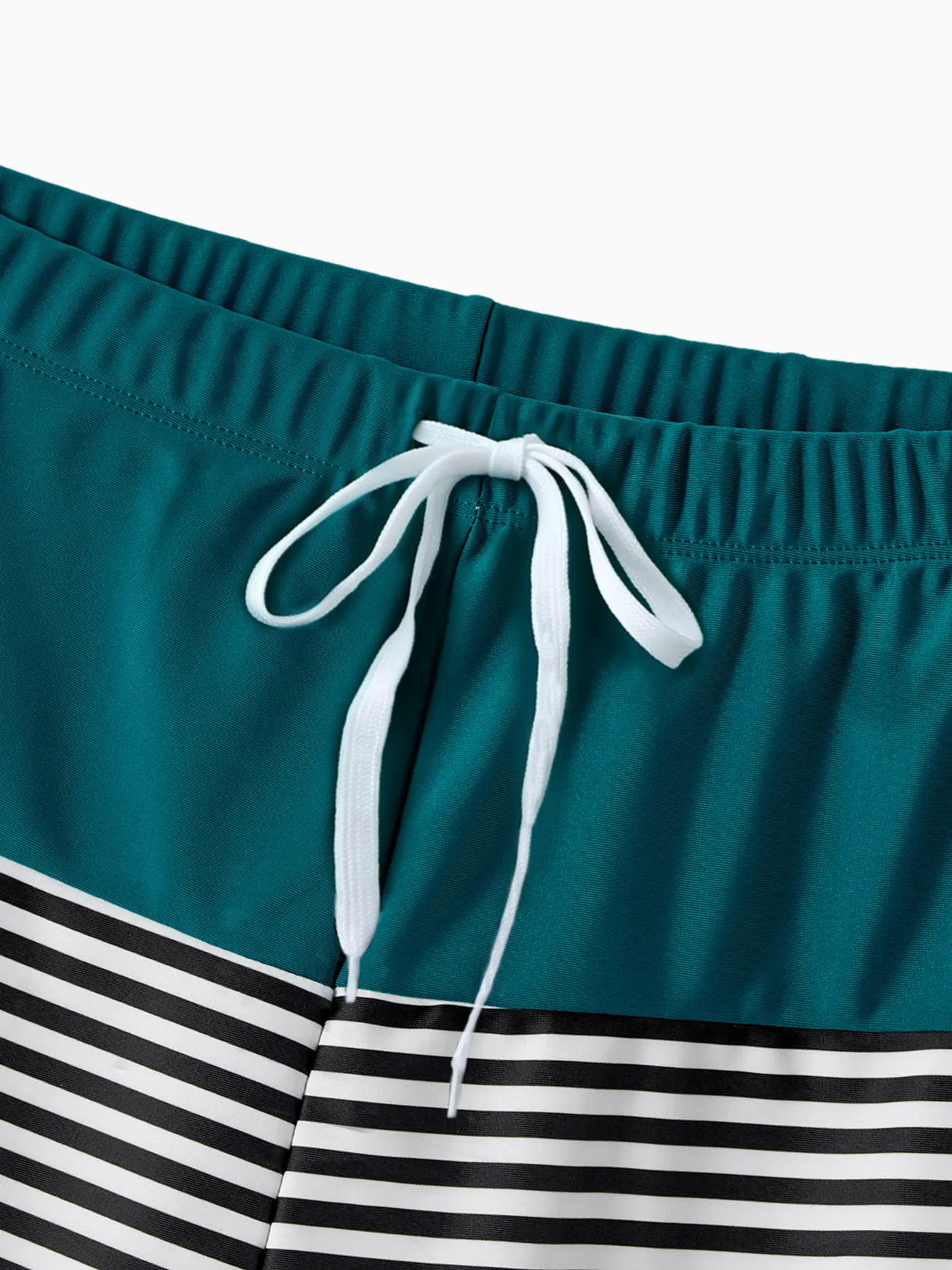 Men - Matching Bathing Suits for Couple and Family - One Shoulder One-piece Swimsuit & Striped Swim Trunks - DeepTurquoise - image 20