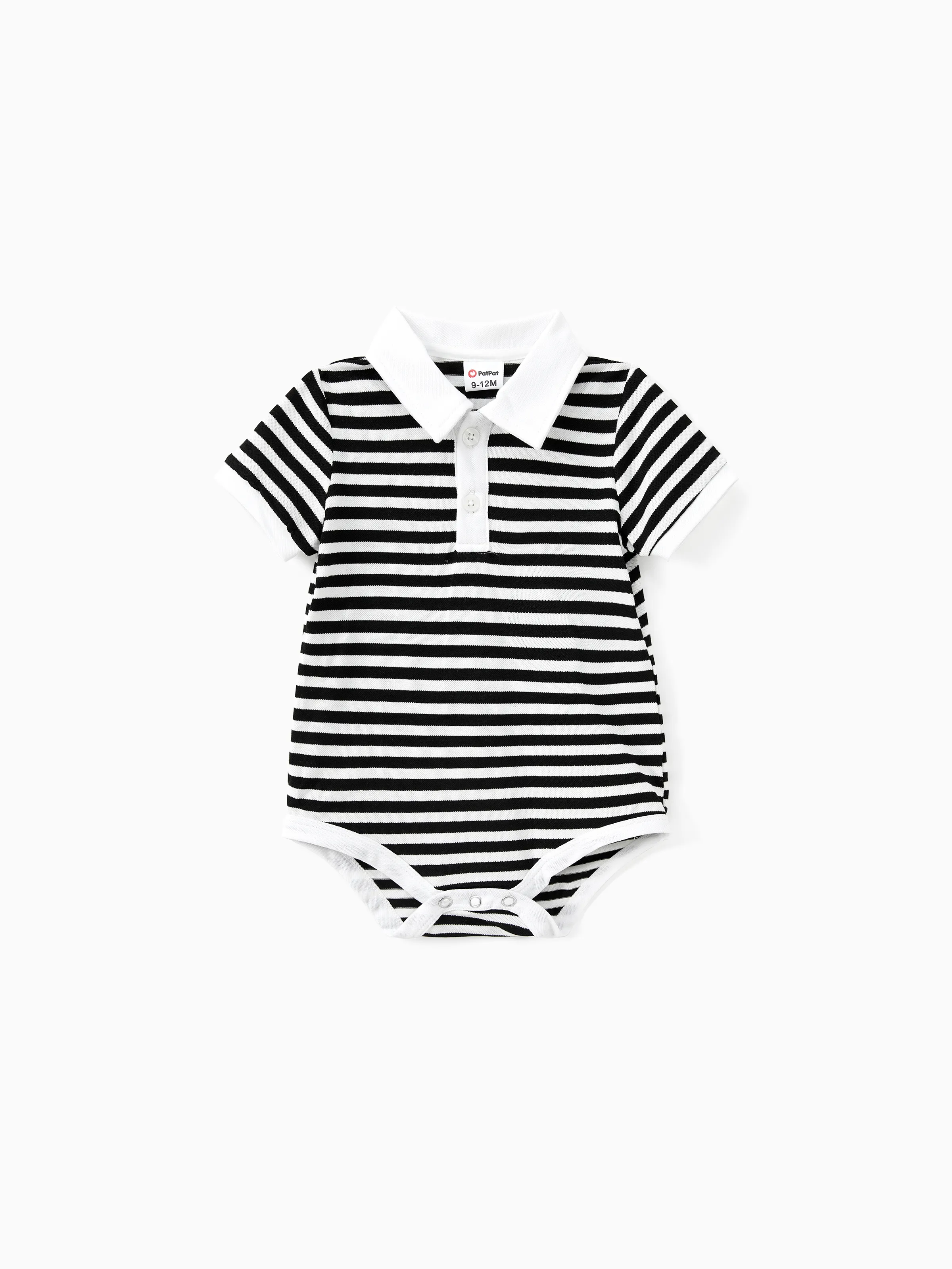 

Family Matching Sets Striped Color Block Polo Shirt or A-Line V-Neck Short Sleeves Dress