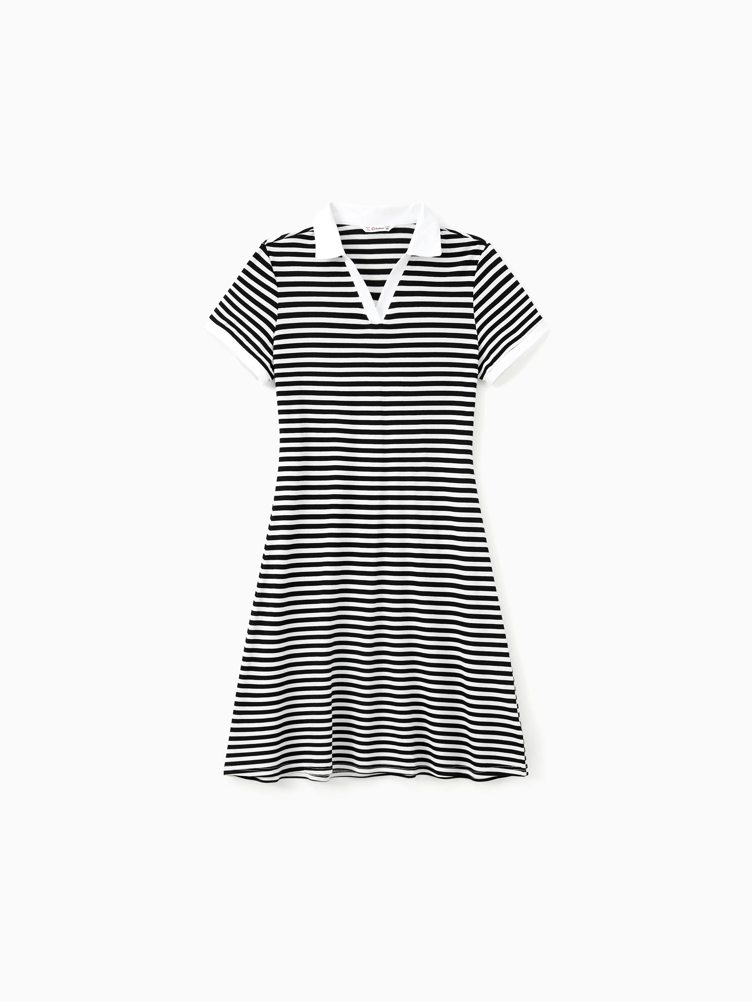 

Family Matching Sets Striped Color Block Polo Shirt or A-Line V-Neck Short Sleeves Dress