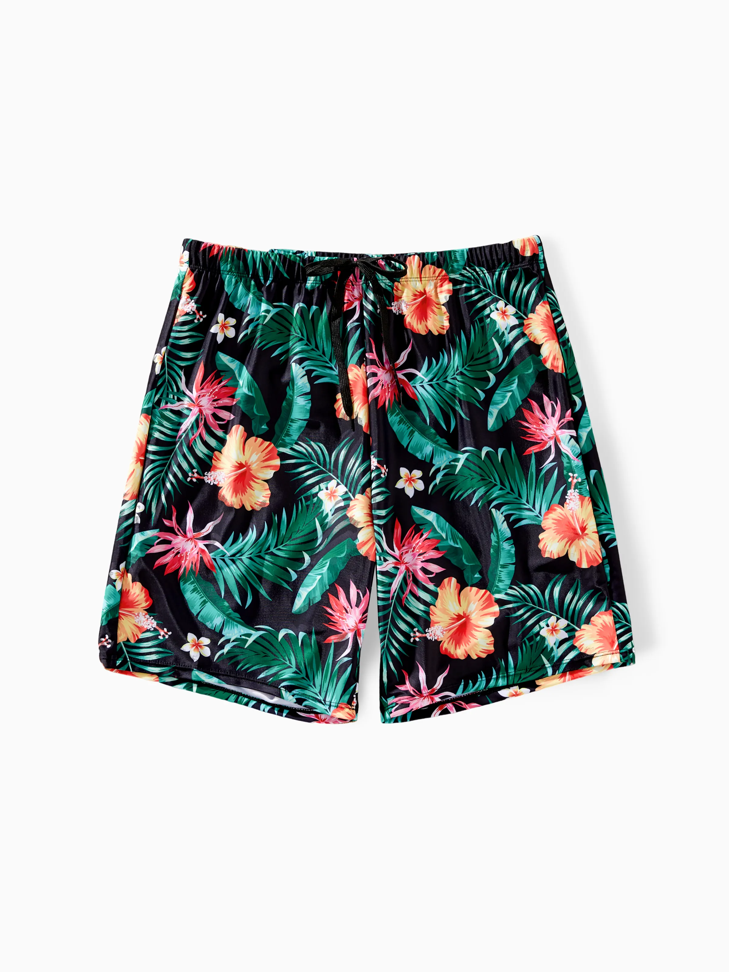 

Family Matching Tropical Floral Drawstring Swim Trunks or Shell Edge Bikini