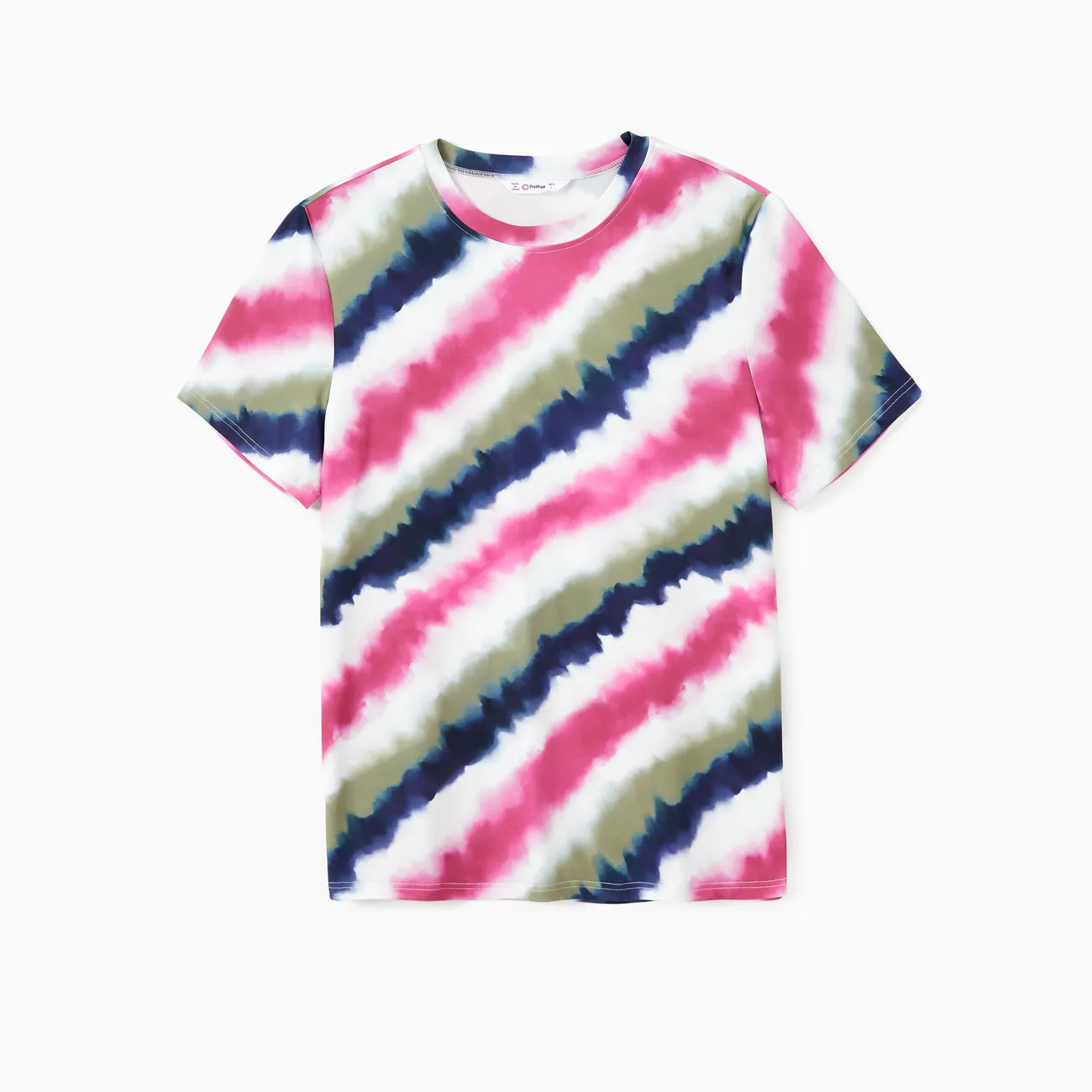 Family Matching Sets Multi-Color Tie-Dye Diagonal Striped Tee or Drawstring Body-con Short Sleeves Dress