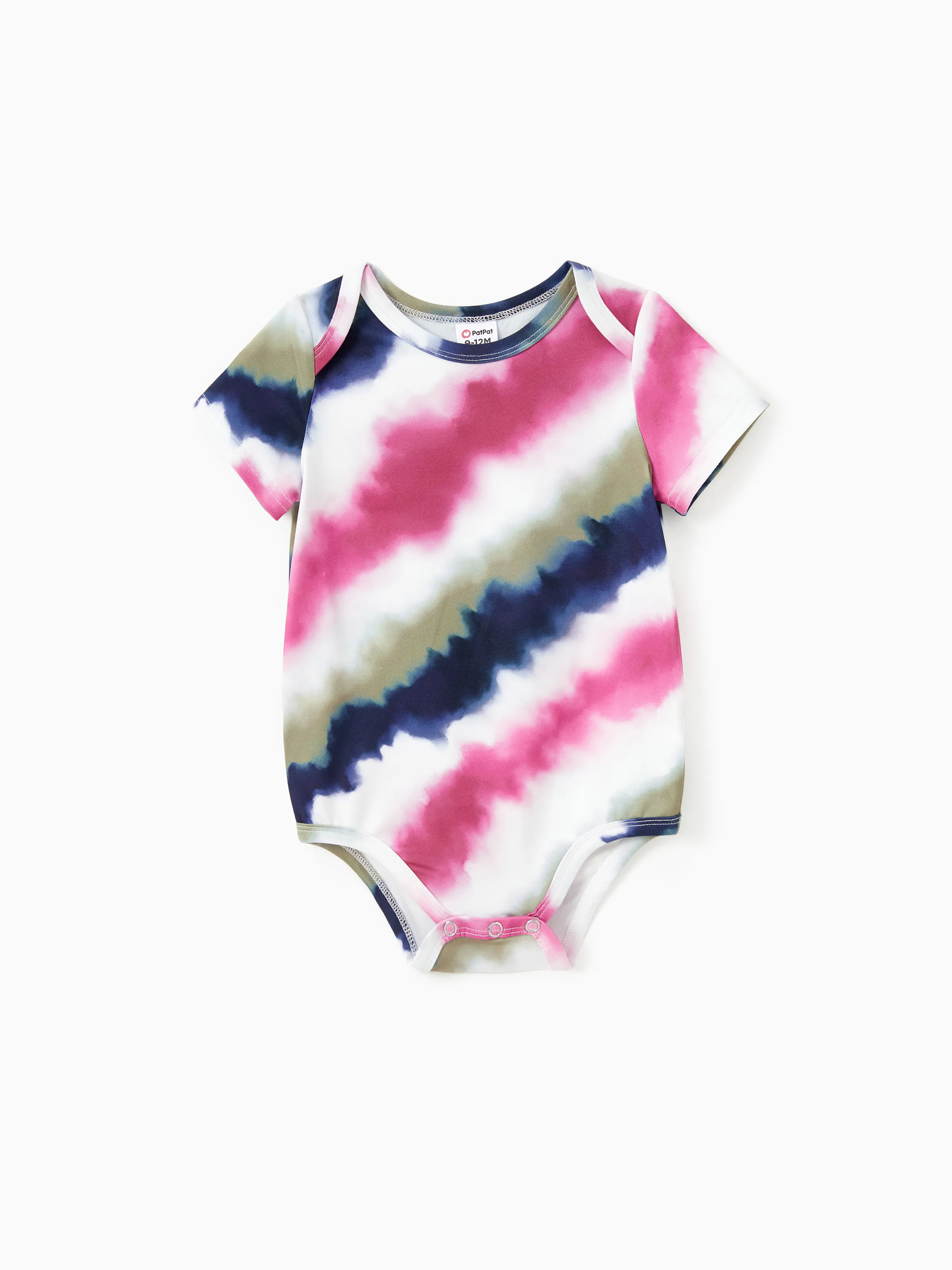 

Family Matching Sets Multi-Color Tie-Dye Diagonal Striped Tee or Drawstring Body-con Short Sleeves Dress