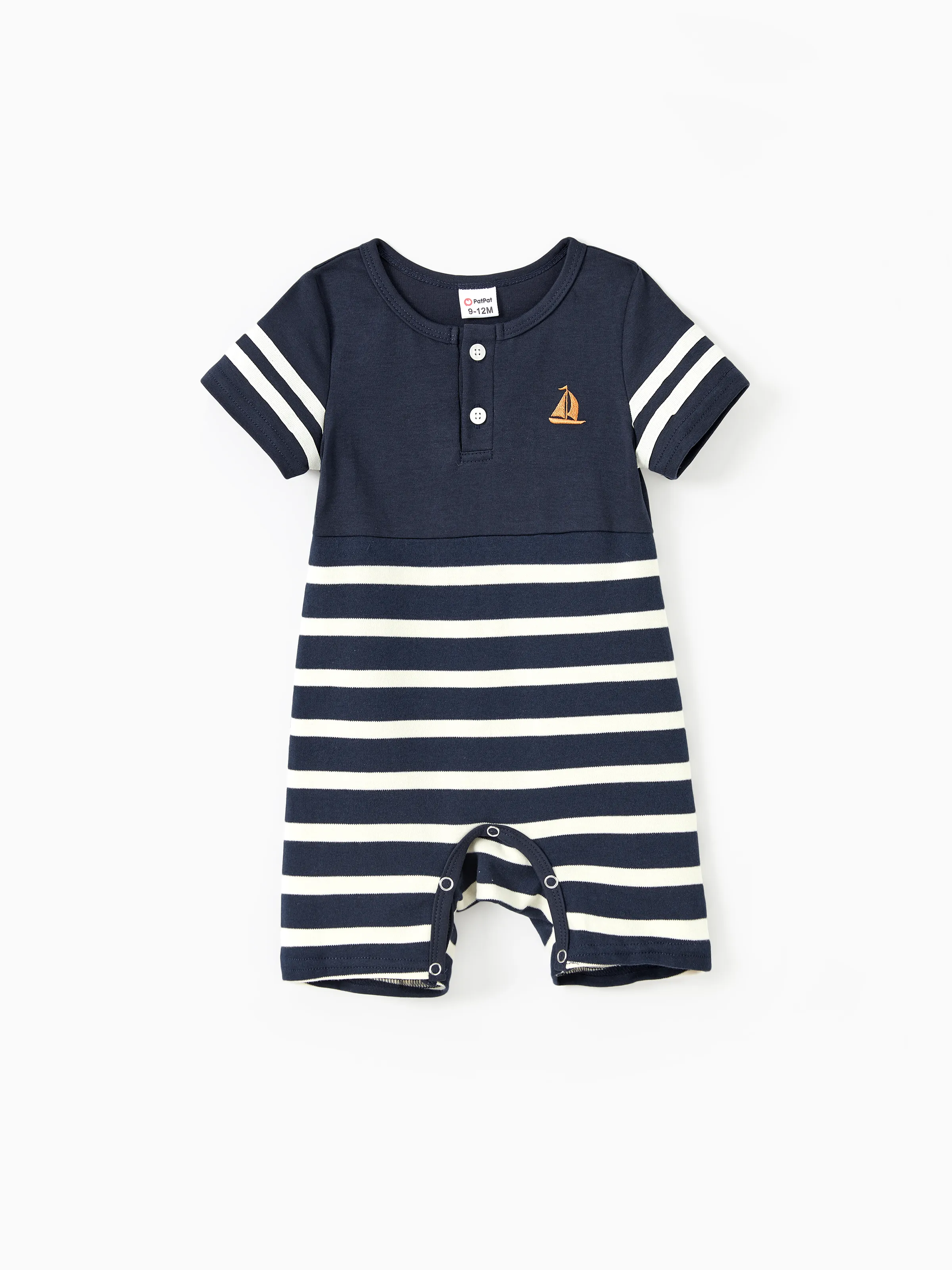 

Family Matching Sets Preppy Style Cotton Striped Polo Shirt or Henley Neck Button Up H-Line Dress