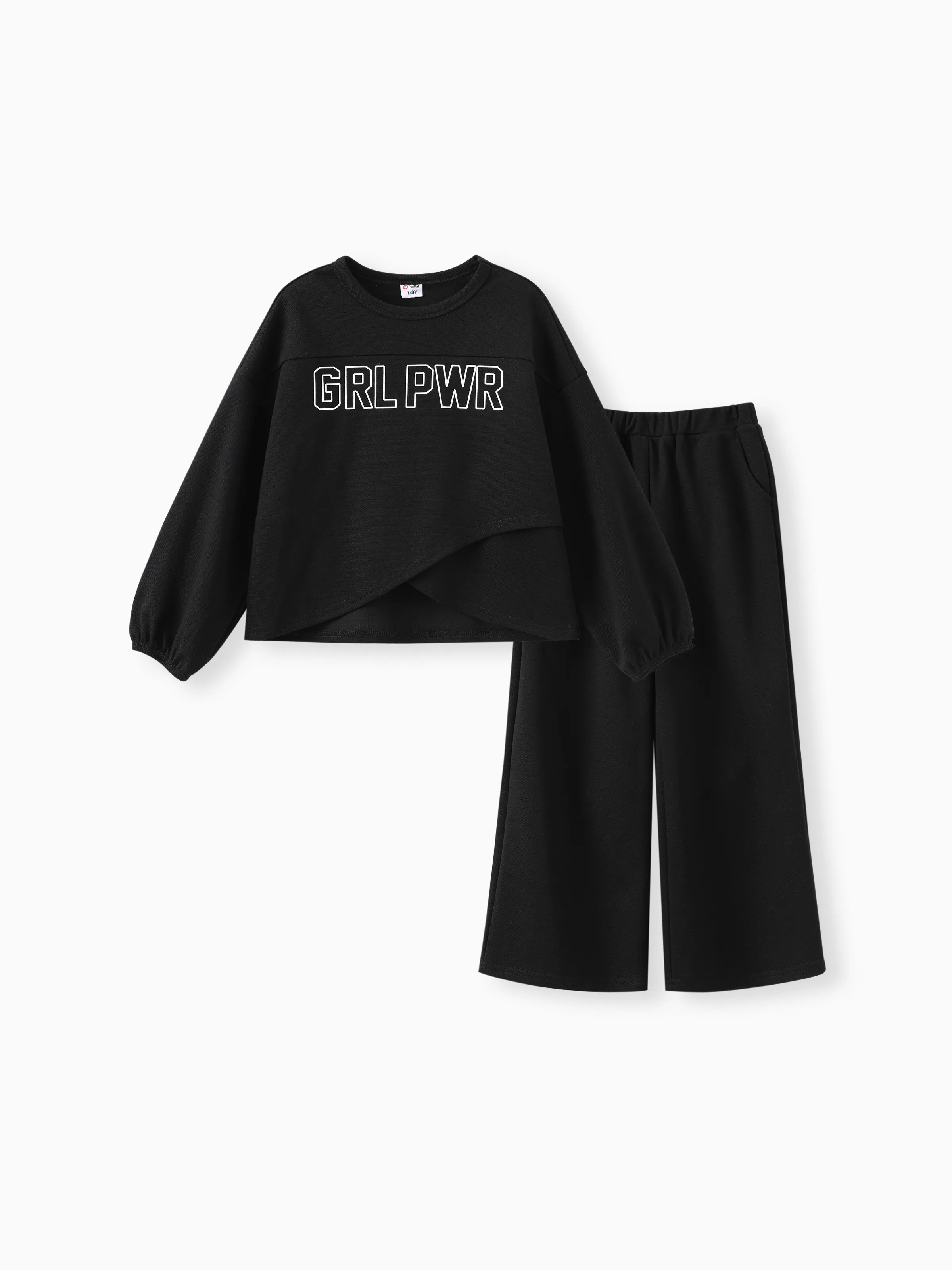 

Kid Girl 2pcs Irregular Hemline Sweatshirt and Pants Set