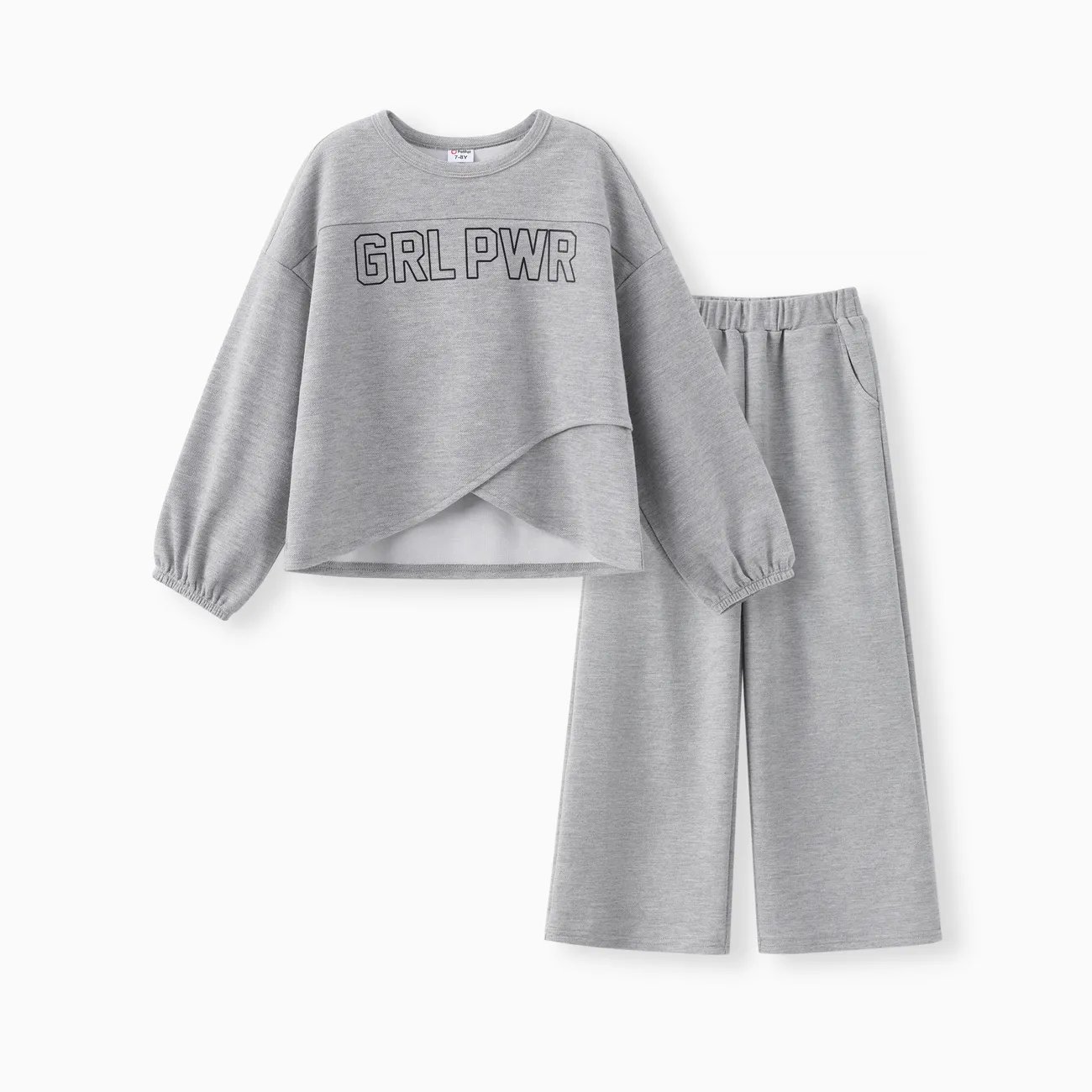Kid Girl 2pcs Irregular Hemline Sweatshirt and Pants Set