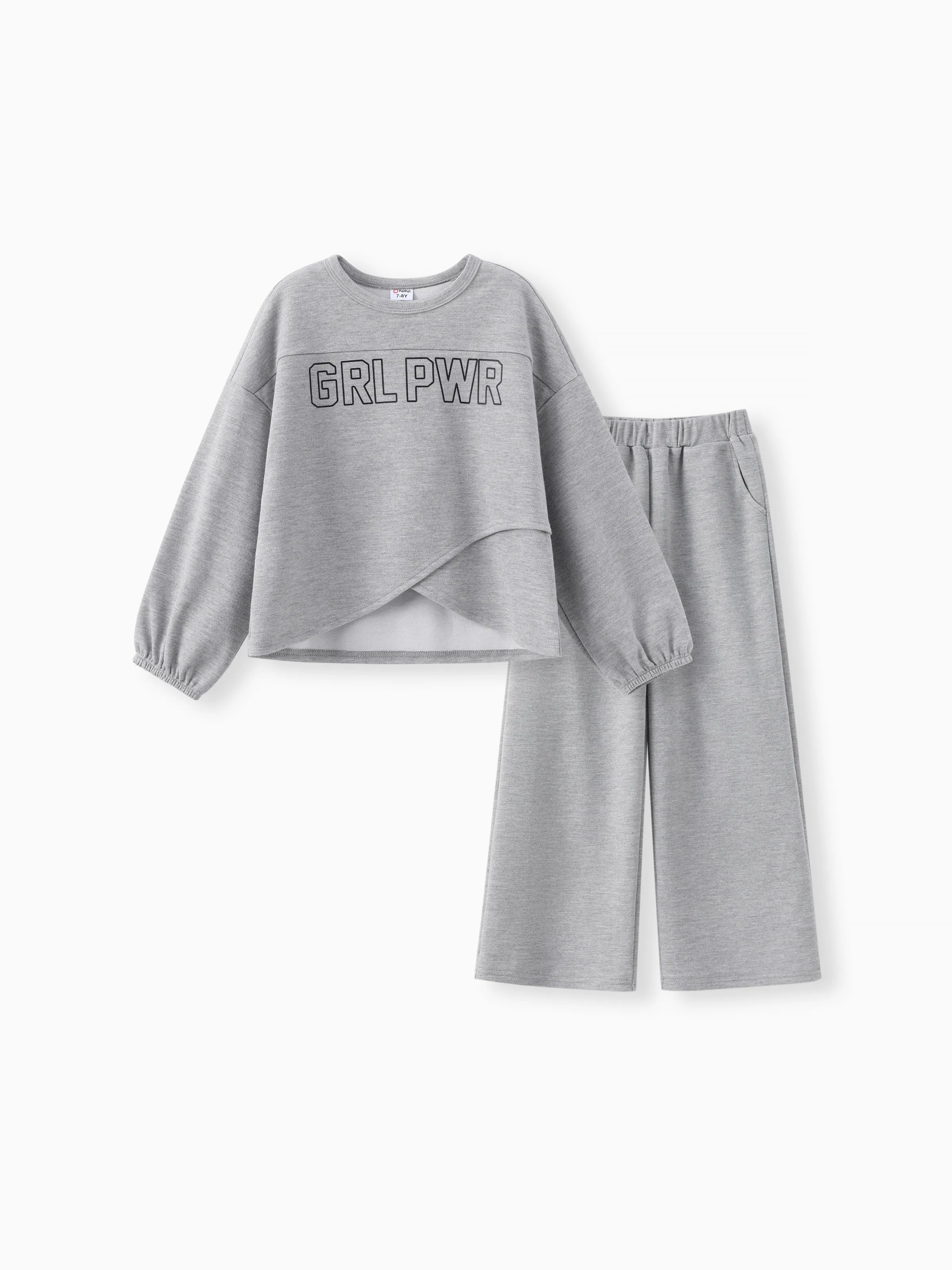 

Kid Girl 2pcs Irregular Hemline Sweatshirt and Pants Set