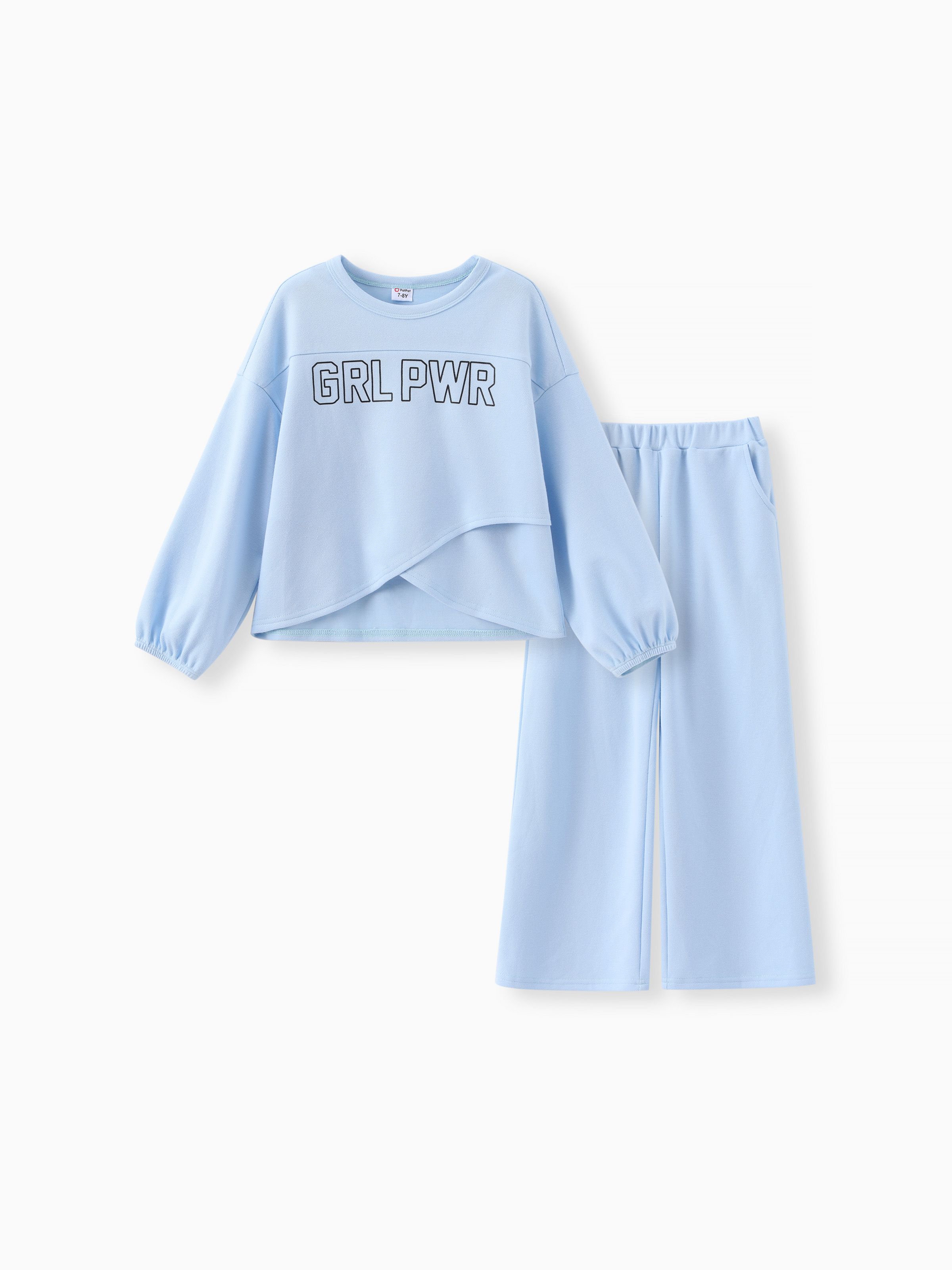 

Kid Girl 2pcs Irregular Hemline Sweatshirt and Pants Set