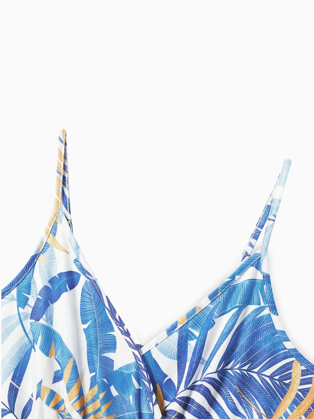 Women - Family Matching Colorblock Tee and Floral Wrap Front Concealed Button Strap Dress Sets - Blue - image 3
