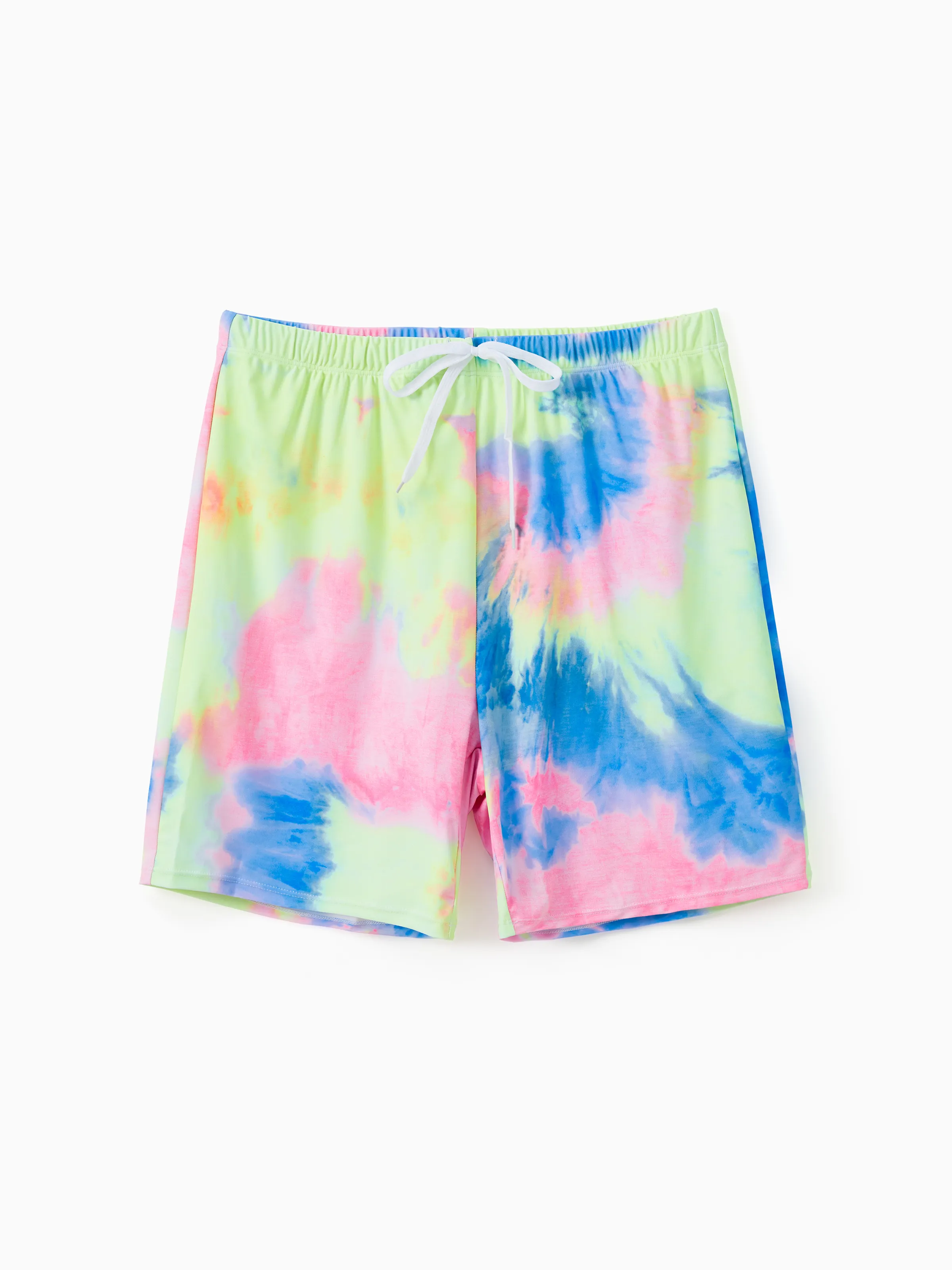 

Family Matching Tie Dye V Neck Self-tie Hollow Out Spaghetti Strap One-Piece Swimsuit and Swim Trunks Shorts