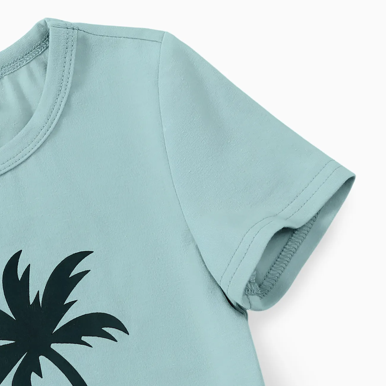 Kids - Family Matching 95% Cotton Short-sleeve Coconut Tree & Letter Print T-shirts - ColorBlock - image 16