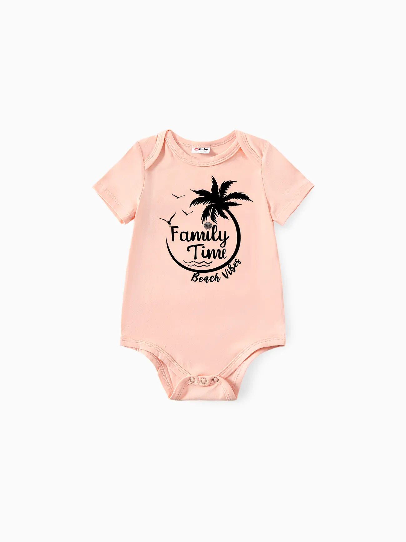 Baby Girl - Family Matching 95% Cotton Short-sleeve Coconut Tree & Letter Print T-shirts - ColorBlock - image 7