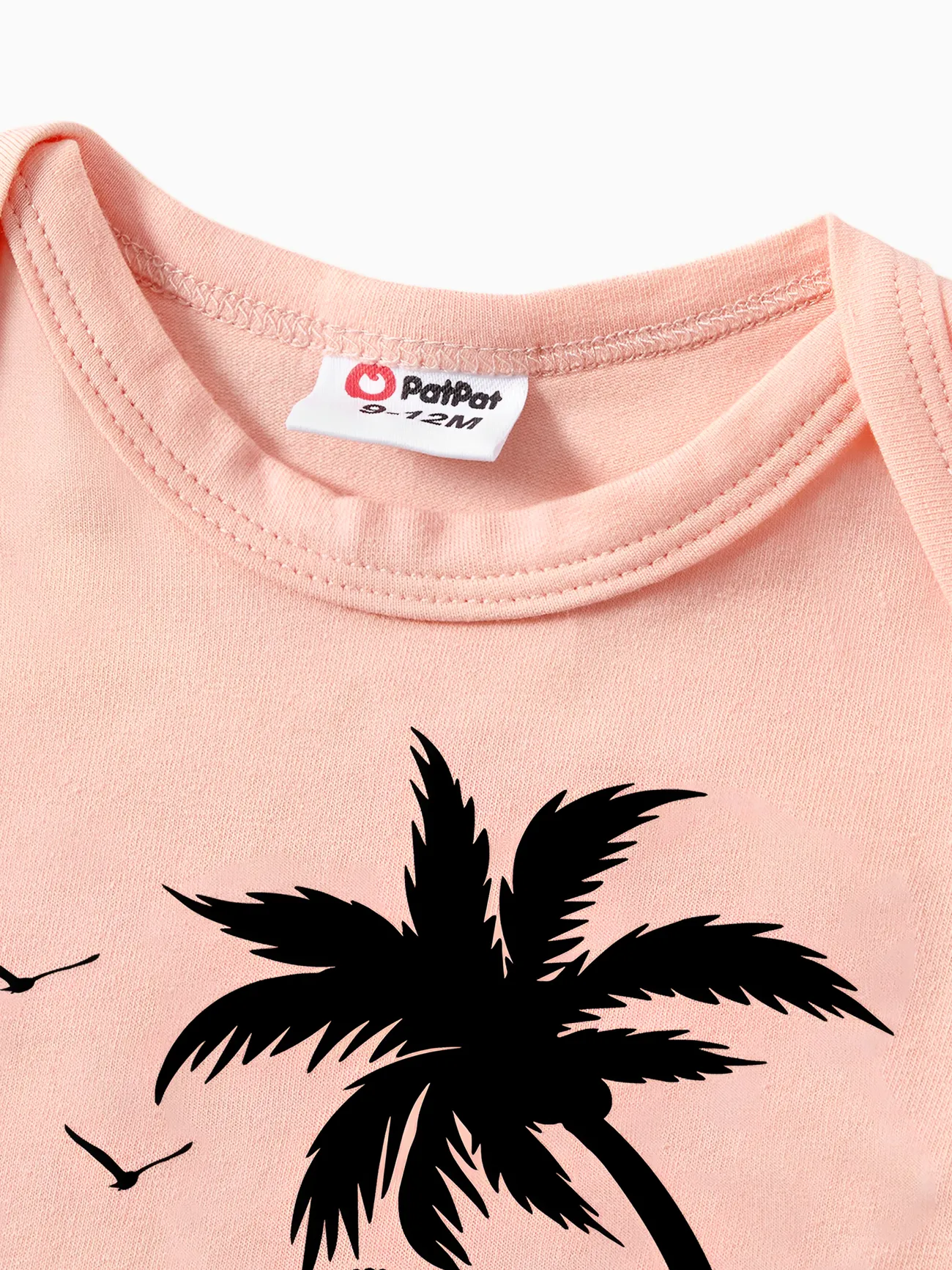 Baby Girl - Family Matching 95% Cotton Short-sleeve Coconut Tree & Letter Print T-shirts - ColorBlock - image 8