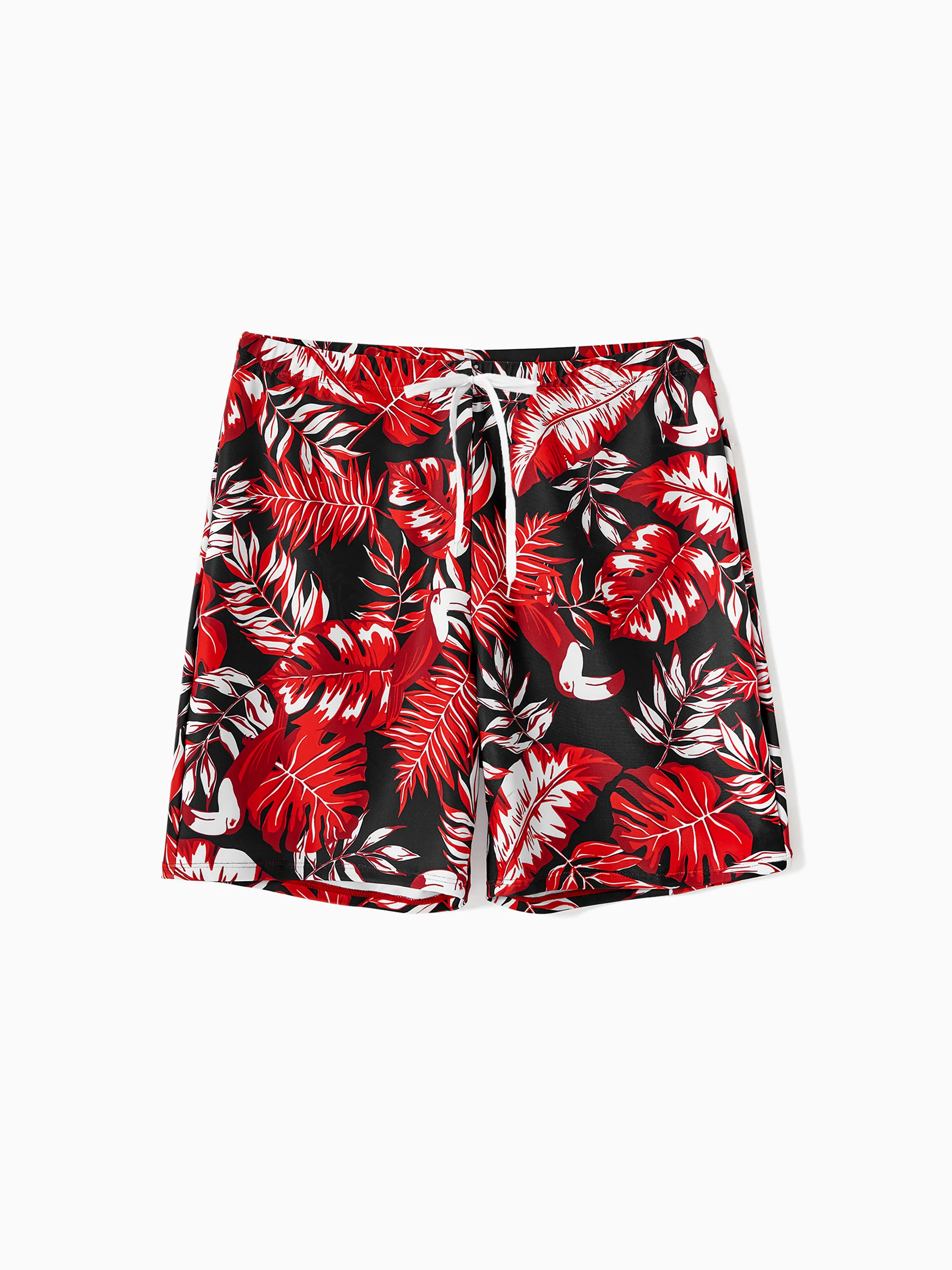 

Family Matching Allover Plant Print Swim Trunks and Scallop Trim One-piece Swimsuit