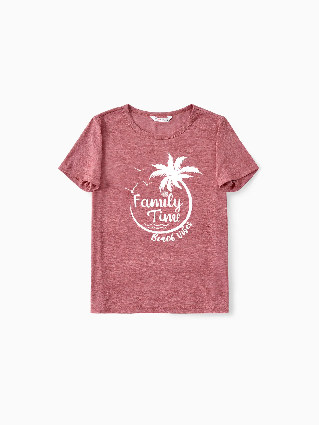 Women - Family Matching 95% Cotton Short-sleeve Coconut Tree & Letter Print T-shirts - ColorBlock - image 2