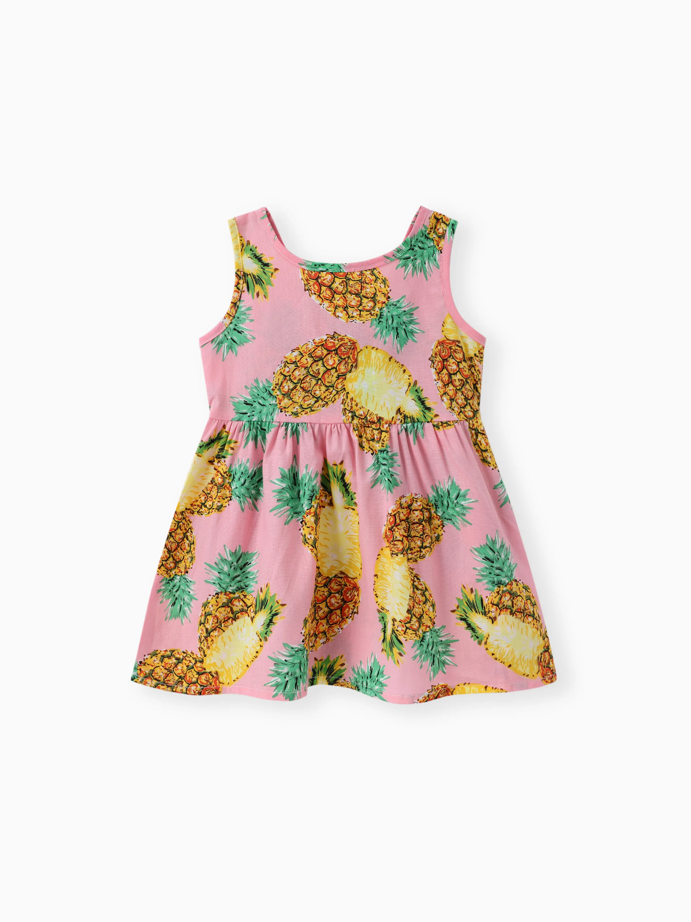 

100% Cotton Cherry Print Backless Sleeveless Baby Dress