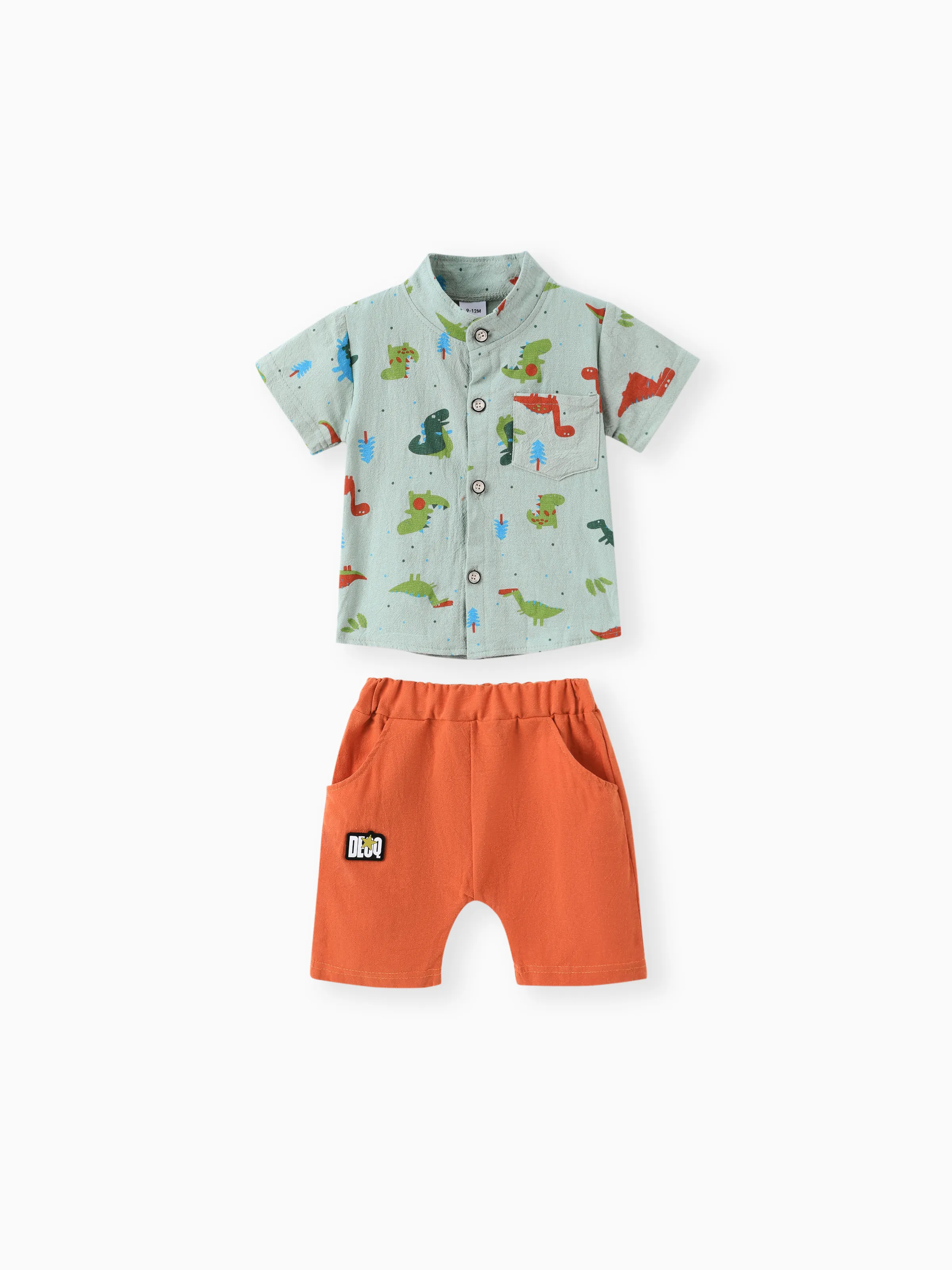 

100% Cotton 2pcs Dinosaur Print Short-sleeve Baby Set