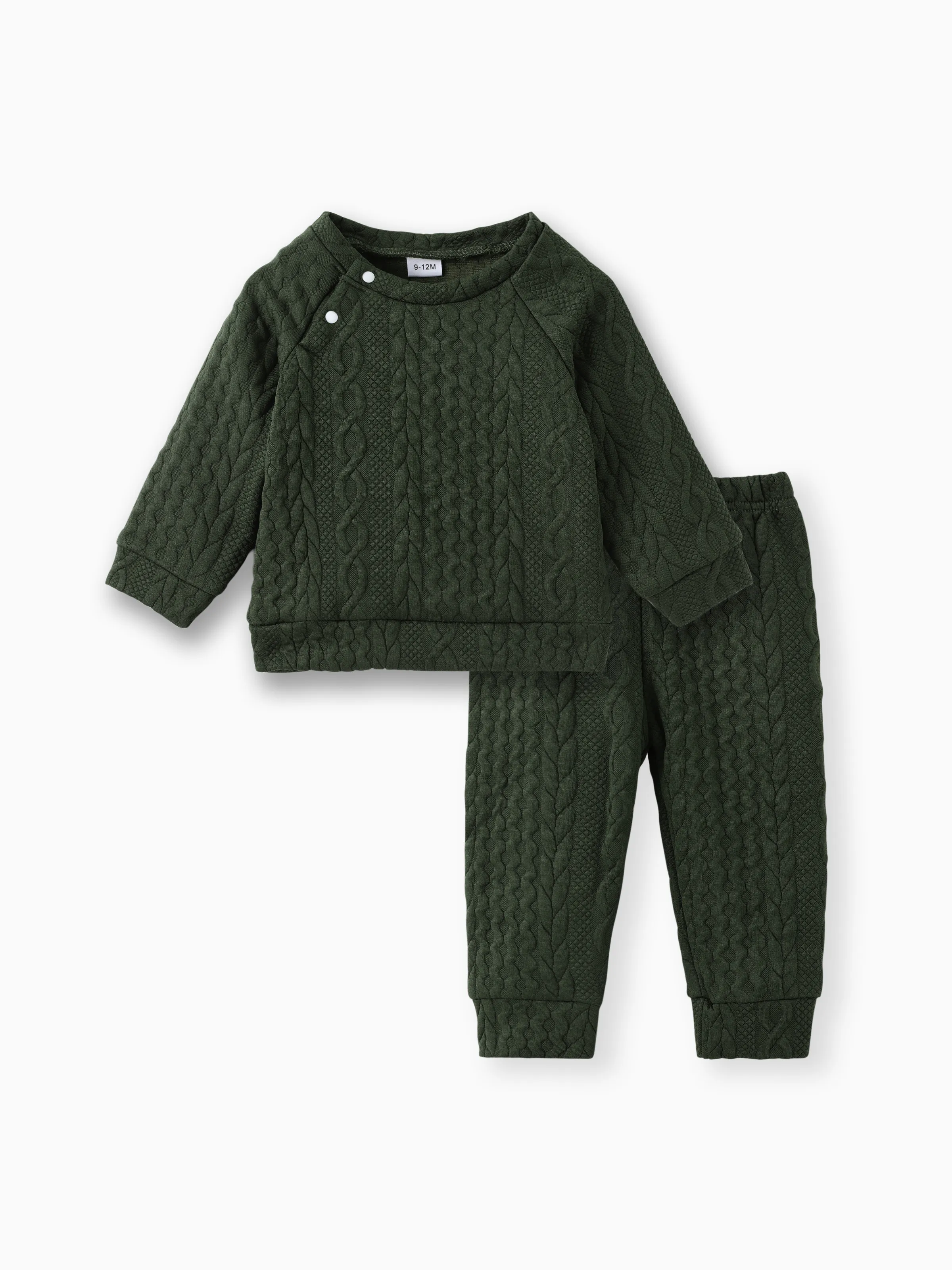 

2pcs Baby Boy/Girl Solid Long-sleeve Imitation Knitting Set