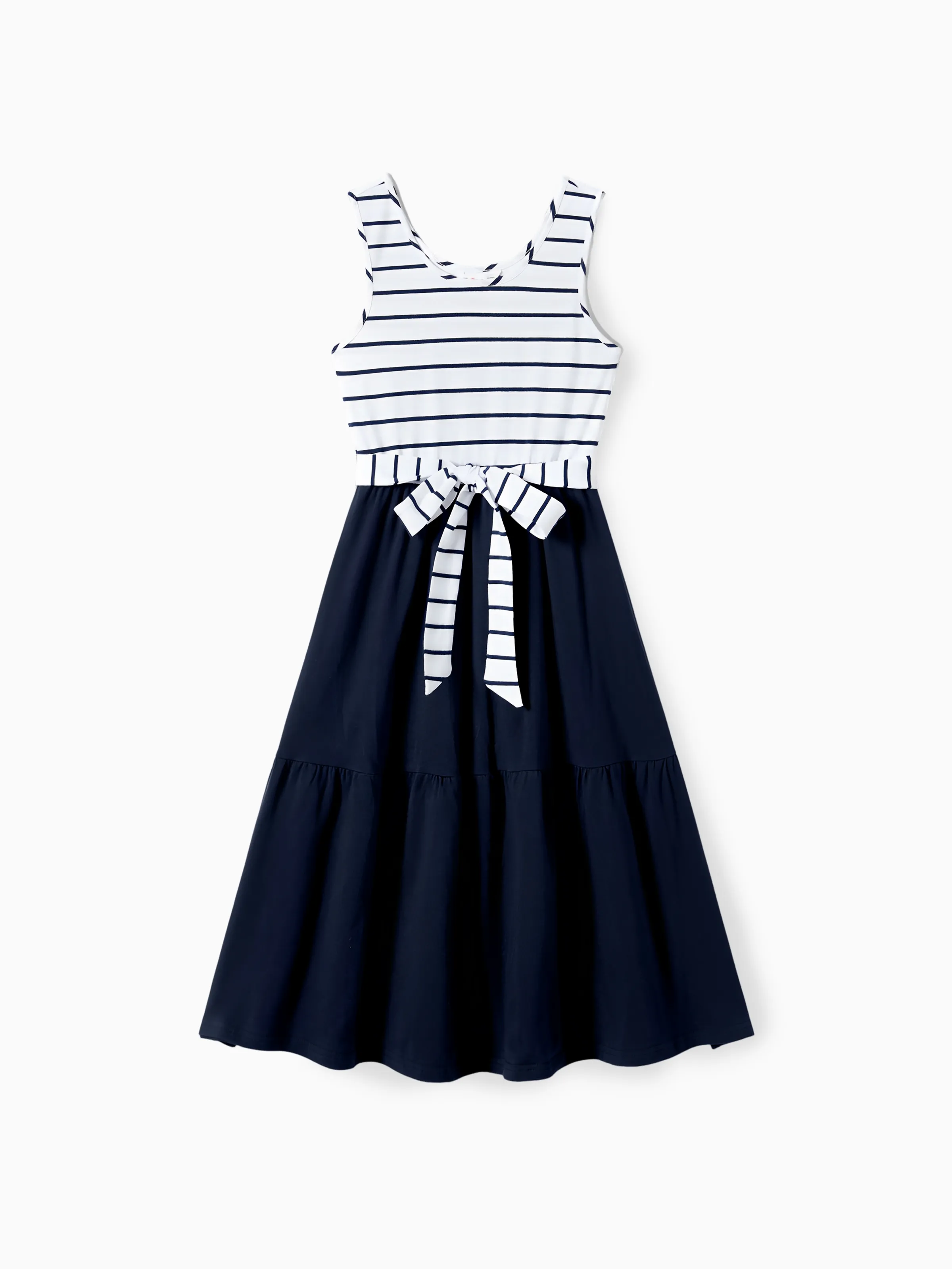 

Family Matching Striped Panel Belted Tank Dresses and Cotton Colorblock Short-sleeve T-shirts Sets