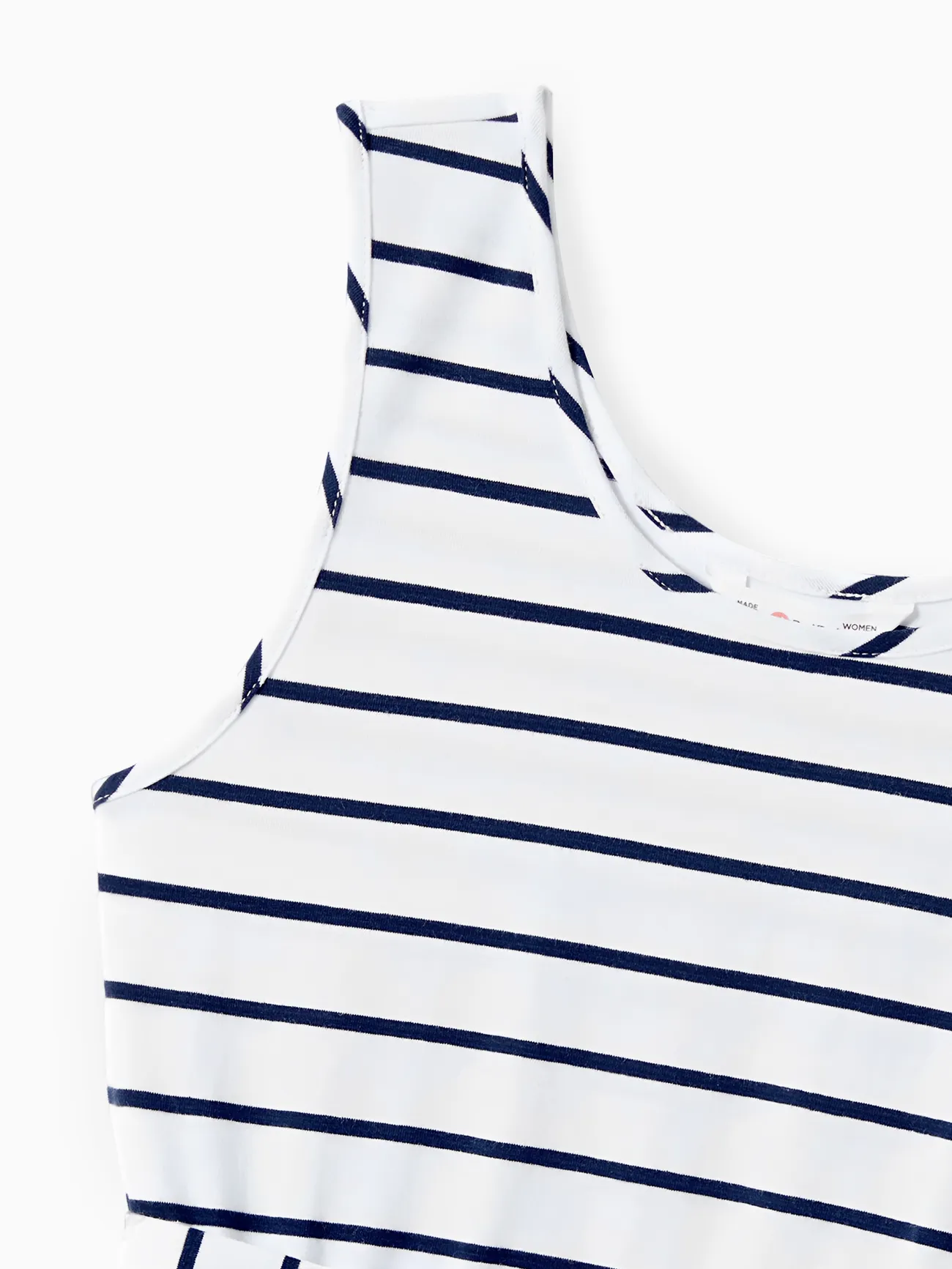 Women - Family Matching Striped Panel Belted Tank Dresses and Cotton Colorblock Short-sleeve T-shirts Sets - royalblue - image 4