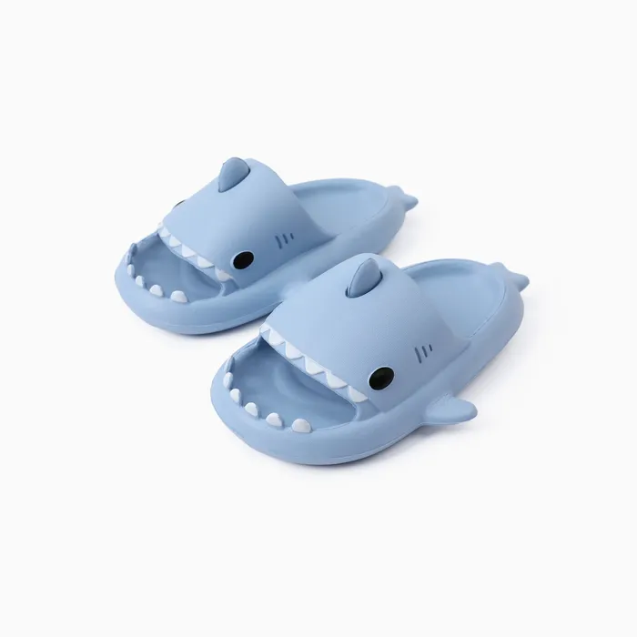 Pantoufles unisexes en forme de requin de couleur unie pour enfants en bas âge/enfants