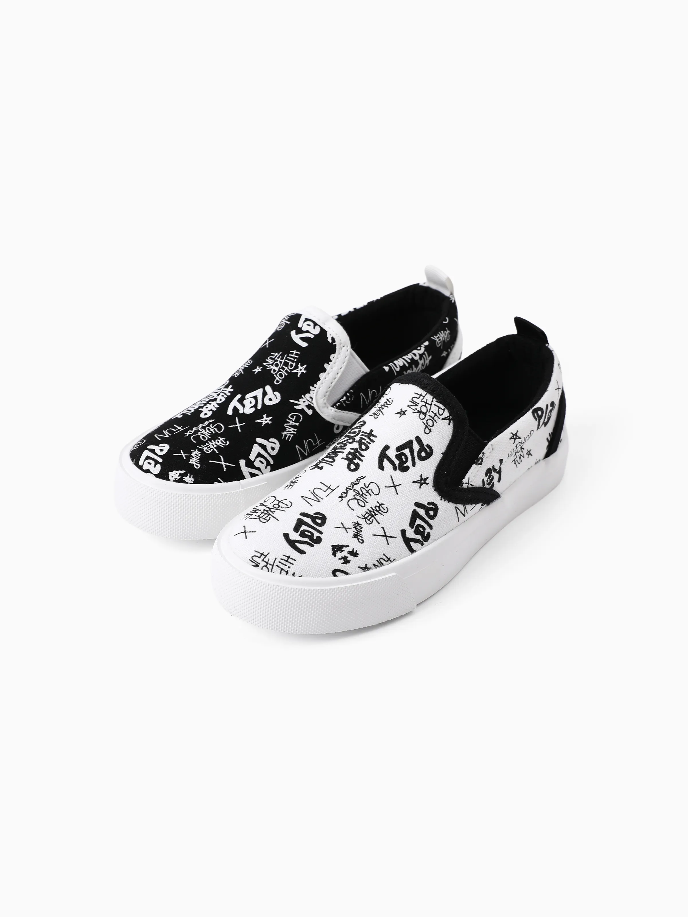 

Toddler/Kid Unisex Casual Letter Graffiti Black/White Shoes