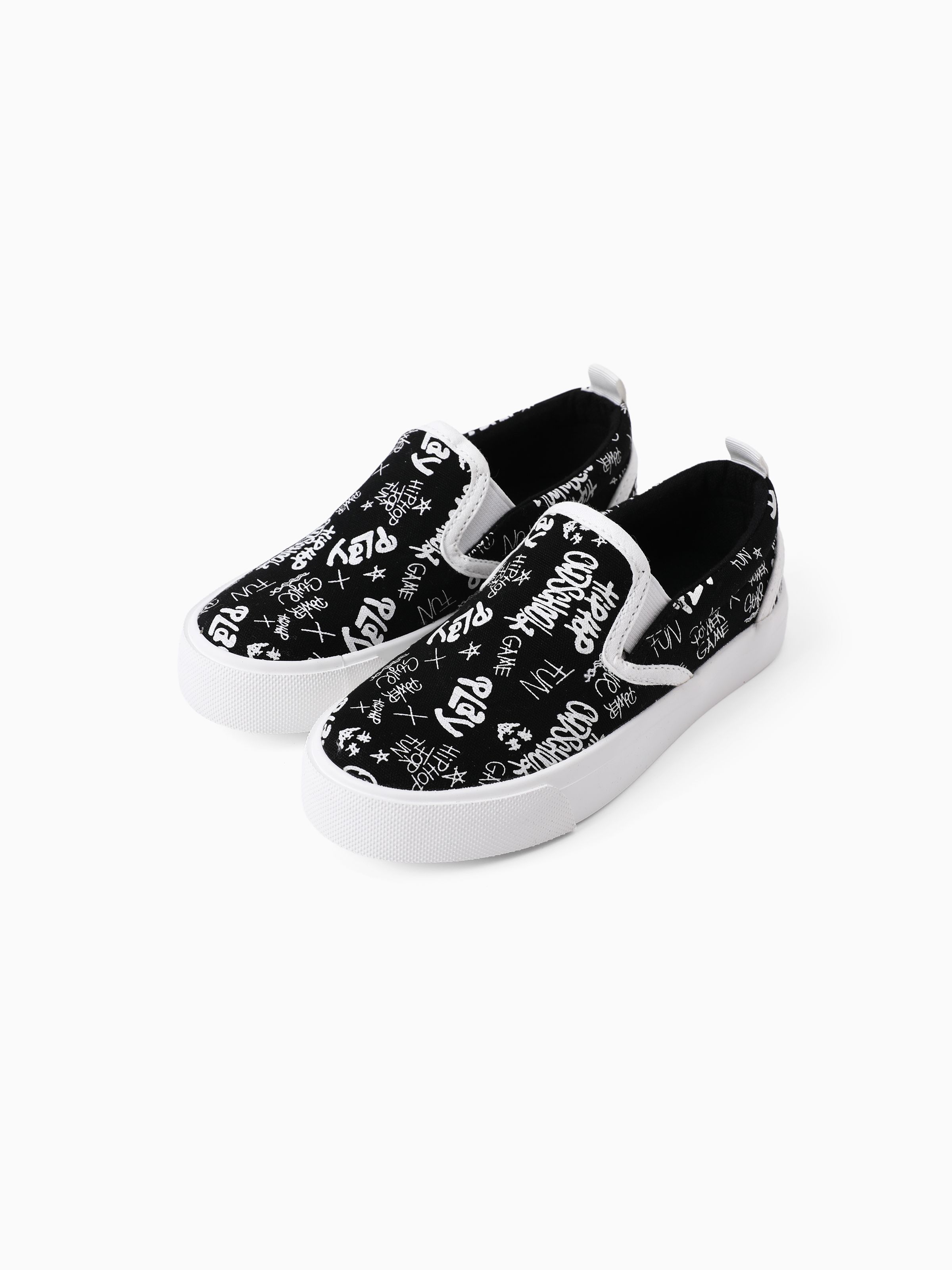 

Toddler/Kid Unisex Casual Letter Graffiti Black/White Shoes