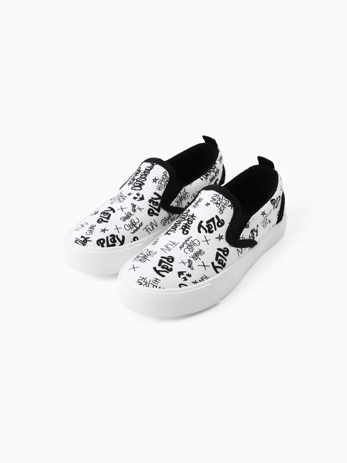 Toddler/Kid Unisex Casual Letter Graffiti Black/White Shoes