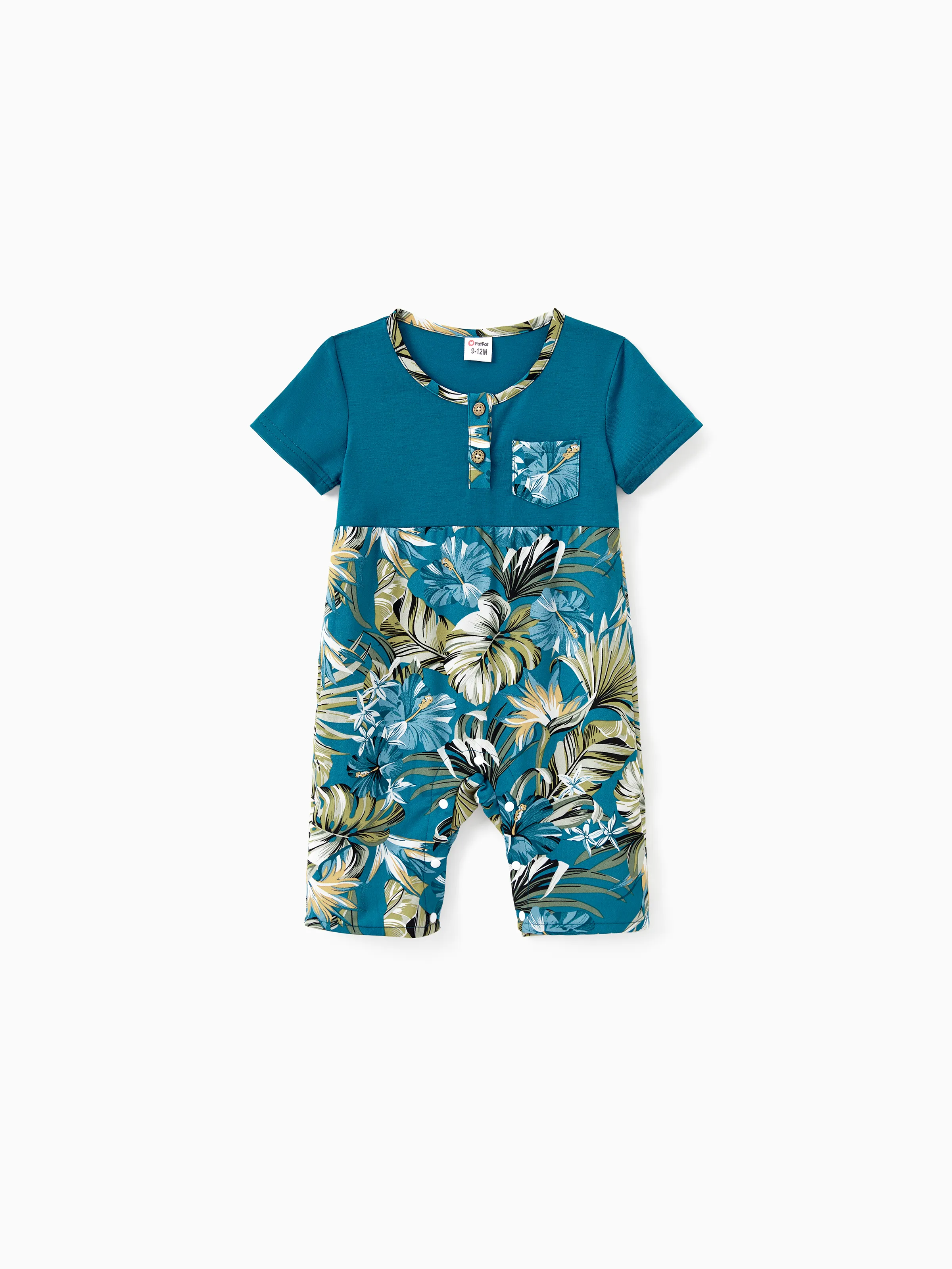 

Family Matching All Over Floral Print Blue V Neck Ruffle Dresses and Short-sleeve Splicing T-shirts Sets