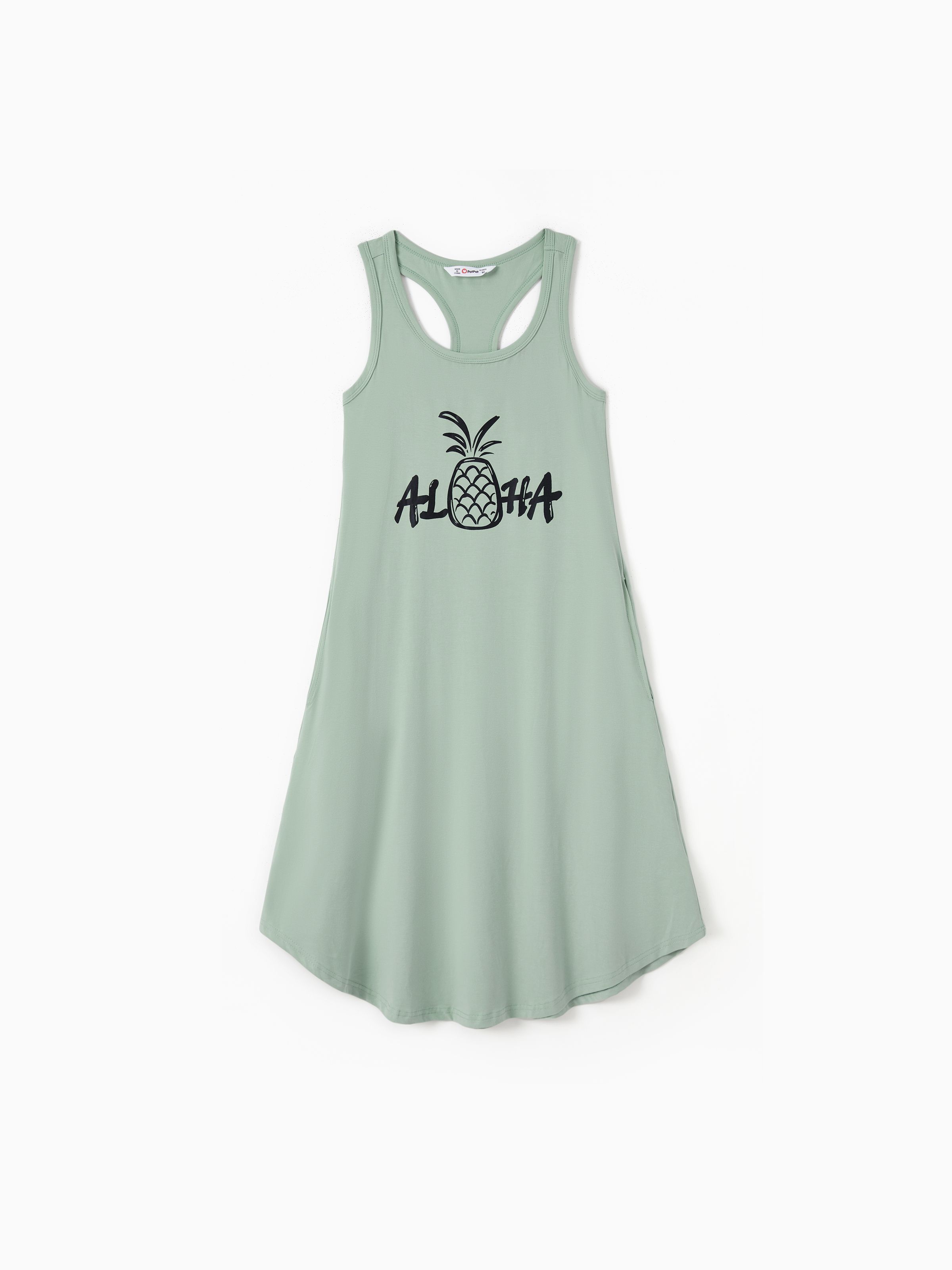 

Mommy and Me Sleeveless Letter Print Pineapple Graphic Dress