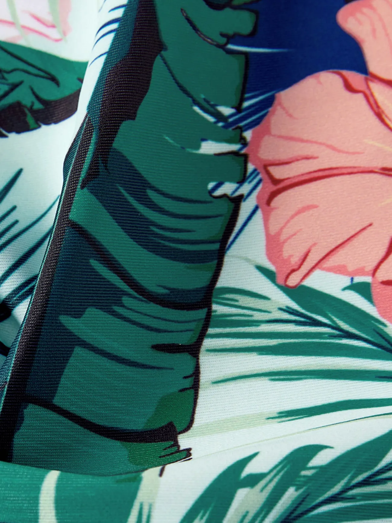 Boy - Matching Bathing Suits for Family and Couple - Green Ruffle Trim One-piece Swimsuit and Swim Trunks with Plant Print - Green - image 16