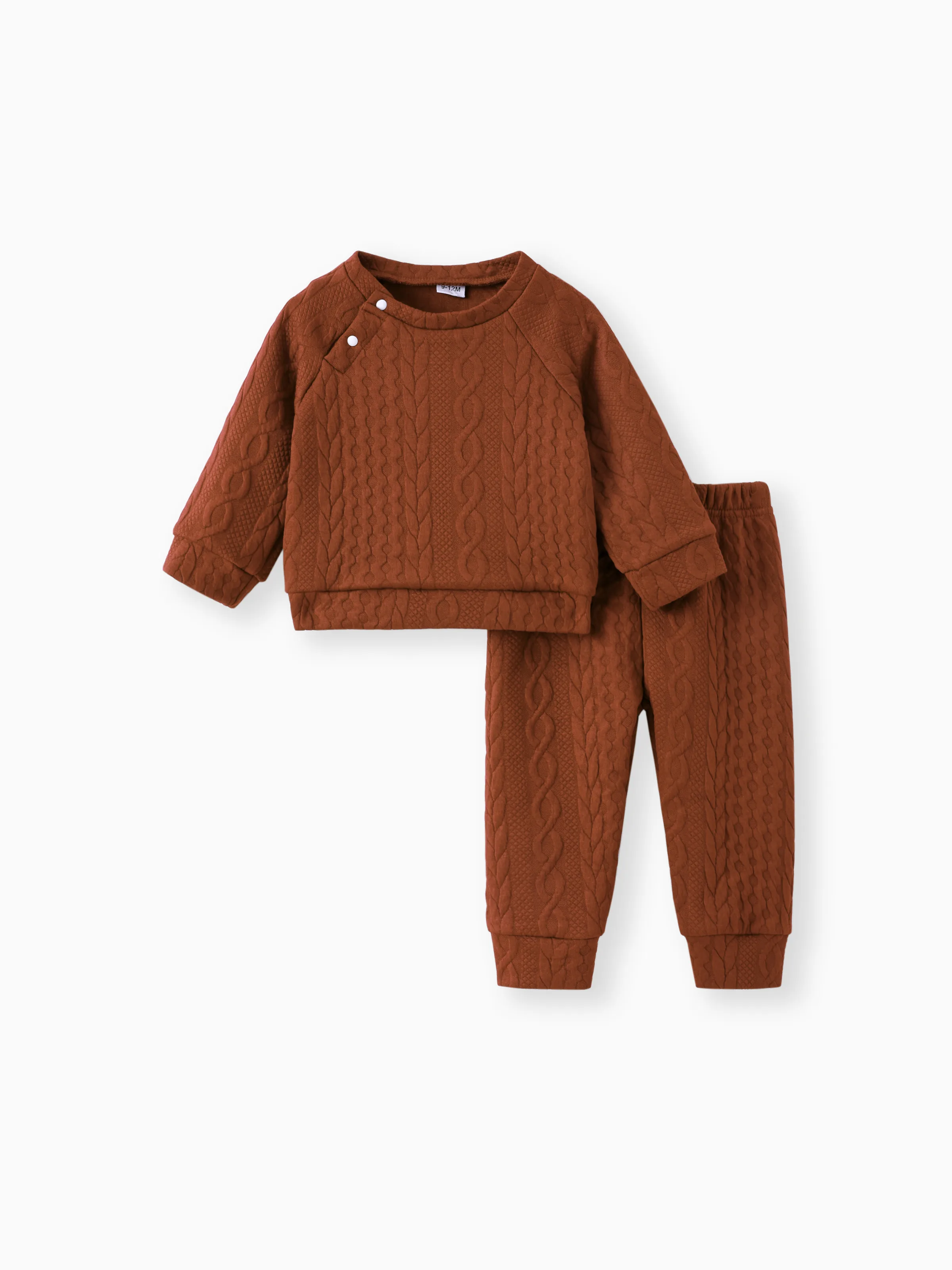 

Baby Boy/Girl Clothes 2pcs Solid Knitted Sweatshirt and Pants Set